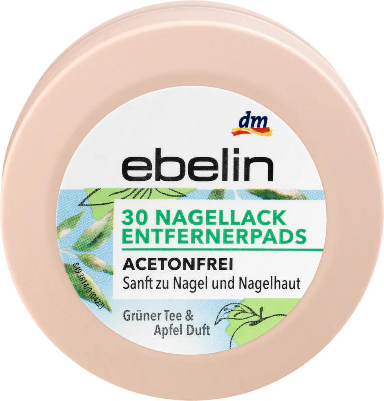 ebelin Nagellackentfernerpads Grüner Tee und Apfel