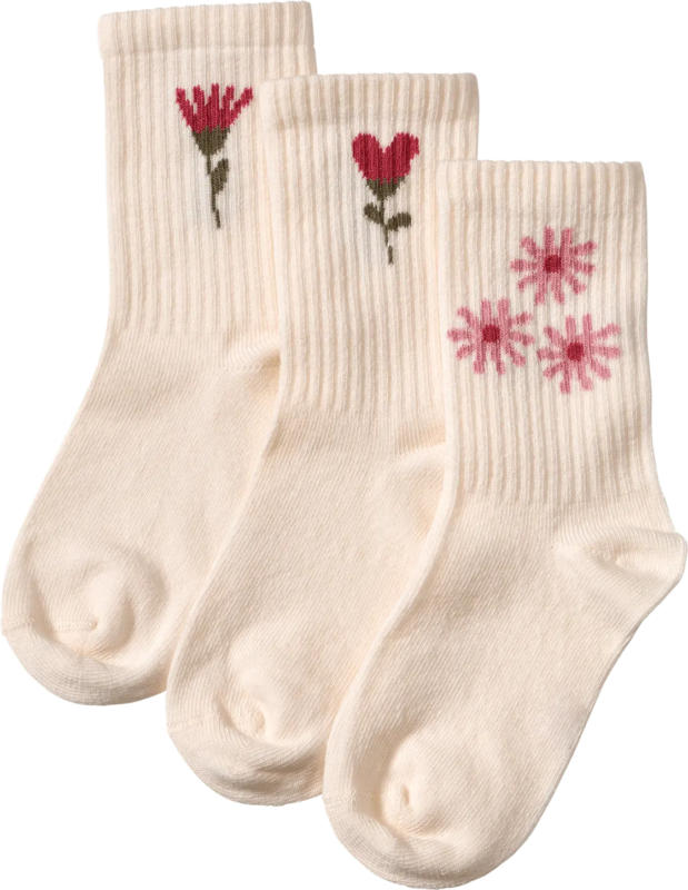 ALANA Socken mit Ripp-Struktur & Blumen-Motiven, weiß, Gr. 29/31