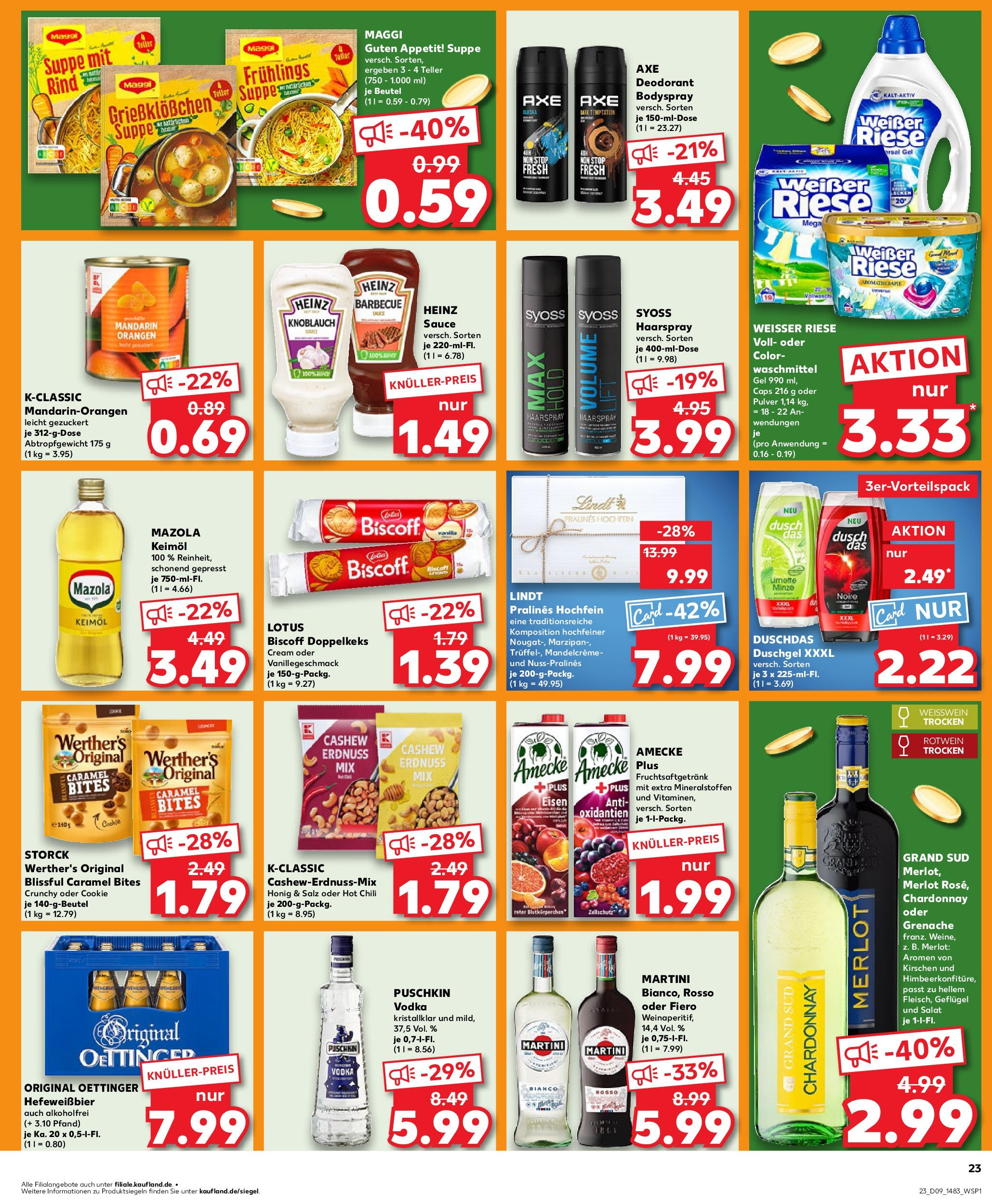 Kaufland - Frankfurt Am Main, Mainzer Landstraße 6 (ab 27.02.2025) » Angebote Online zum Blättern | Seite: 23 | Produkte: Merlot, Deodorant, Duschdas, Salat