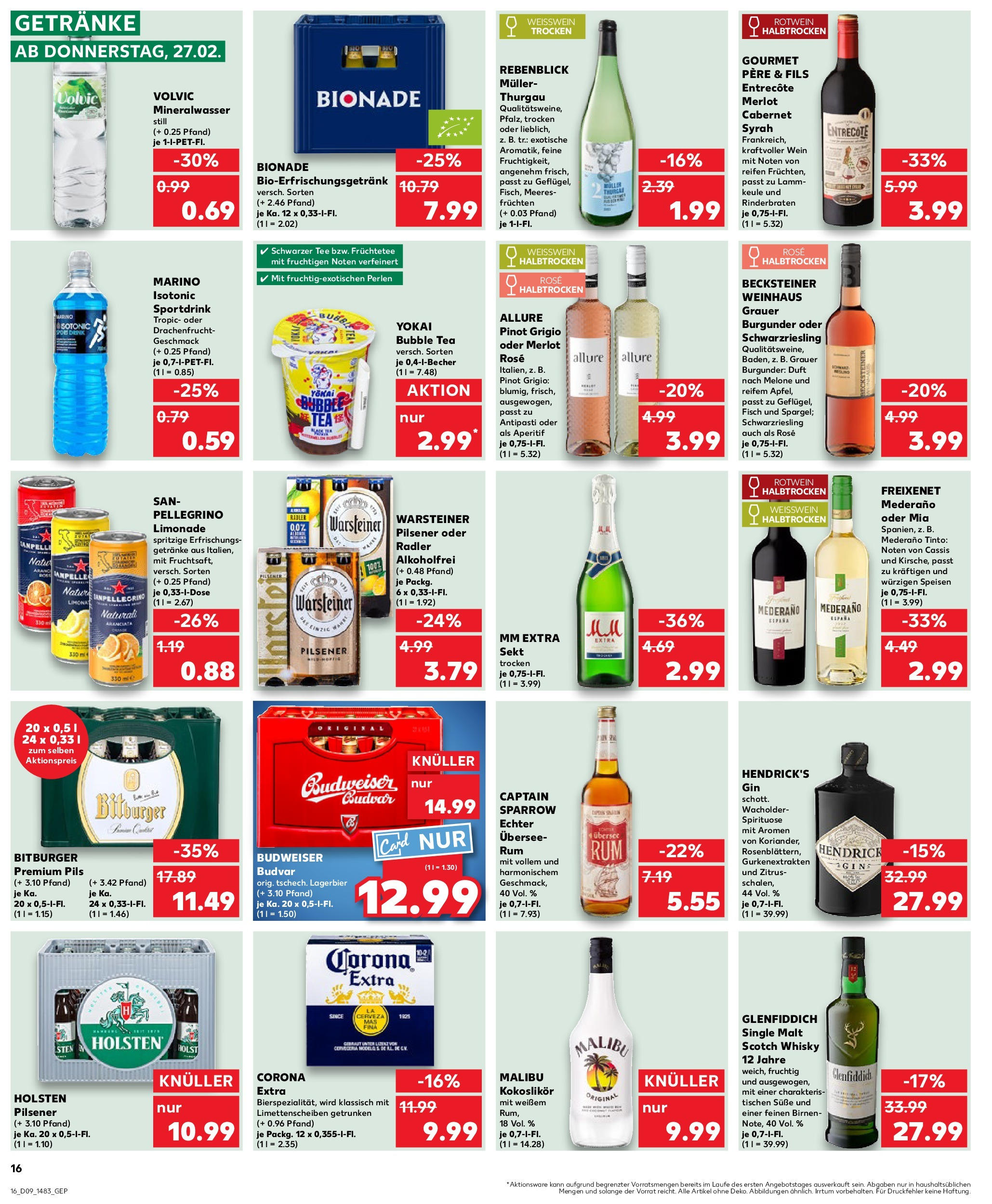 Kaufland - Frankfurt Am Main, Mainzer Landstraße 6 (ab 27.02.2025) » Angebote Online zum Blättern | Seite: 16 | Produkte: Bitburger, Weißwein, Rotwein, Rotwein trocken