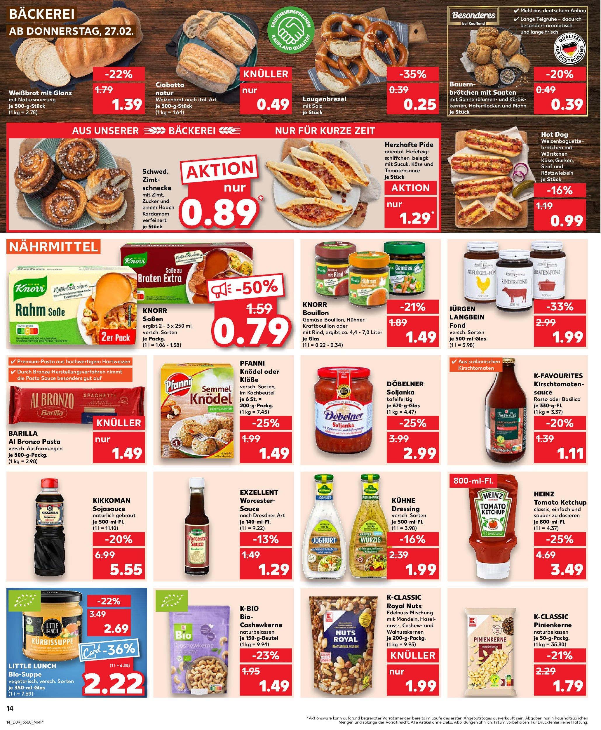 Kaufland - Dessau-Roßlau, Zunftstraße 15 (ab 27.02.2025) » Angebote Online zum Blättern | Seite: 14 | Produkte: Bäckerei, Dressing, Knorr, Gemüse