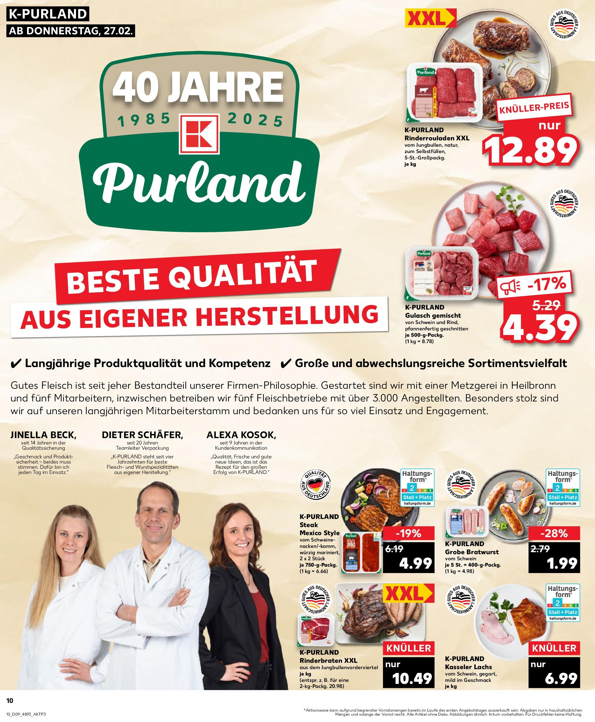 Kaufland - Schwerin-Mueßer Holz, Hamburger Allee 140 d (ab 27.02.2025) » Angebote Online zum Blättern | Seite: 10 | Produkte: Rinderbraten, Bratwurst, Lachs, Fleisch