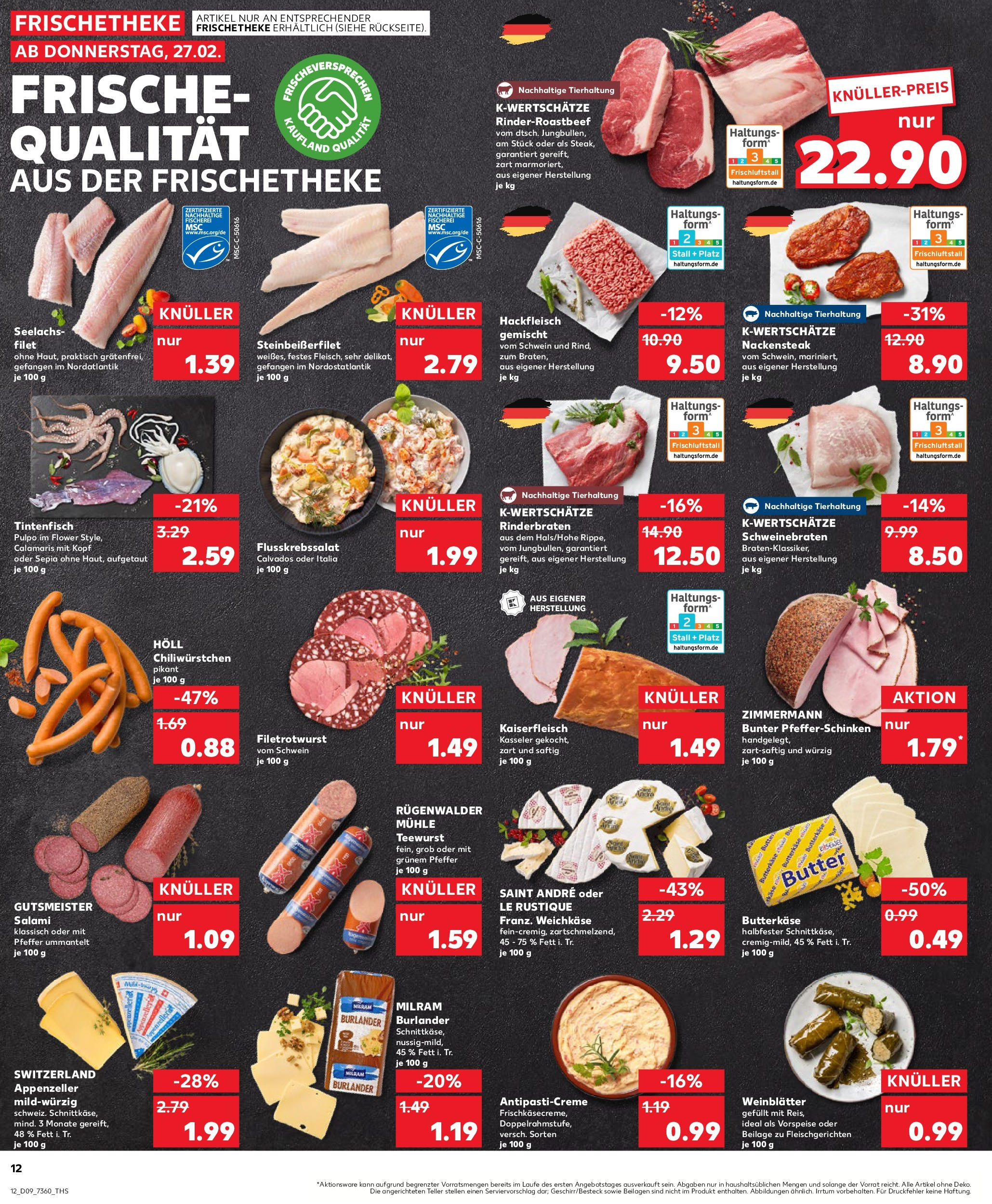 Kaufland - Dessau-Roßlau, Zunftstraße 15 (ab 27.02.2025) » Angebote Online zum Blättern | Seite: 12 | Produkte: Mühle, Tintenfisch, Milram, Salami