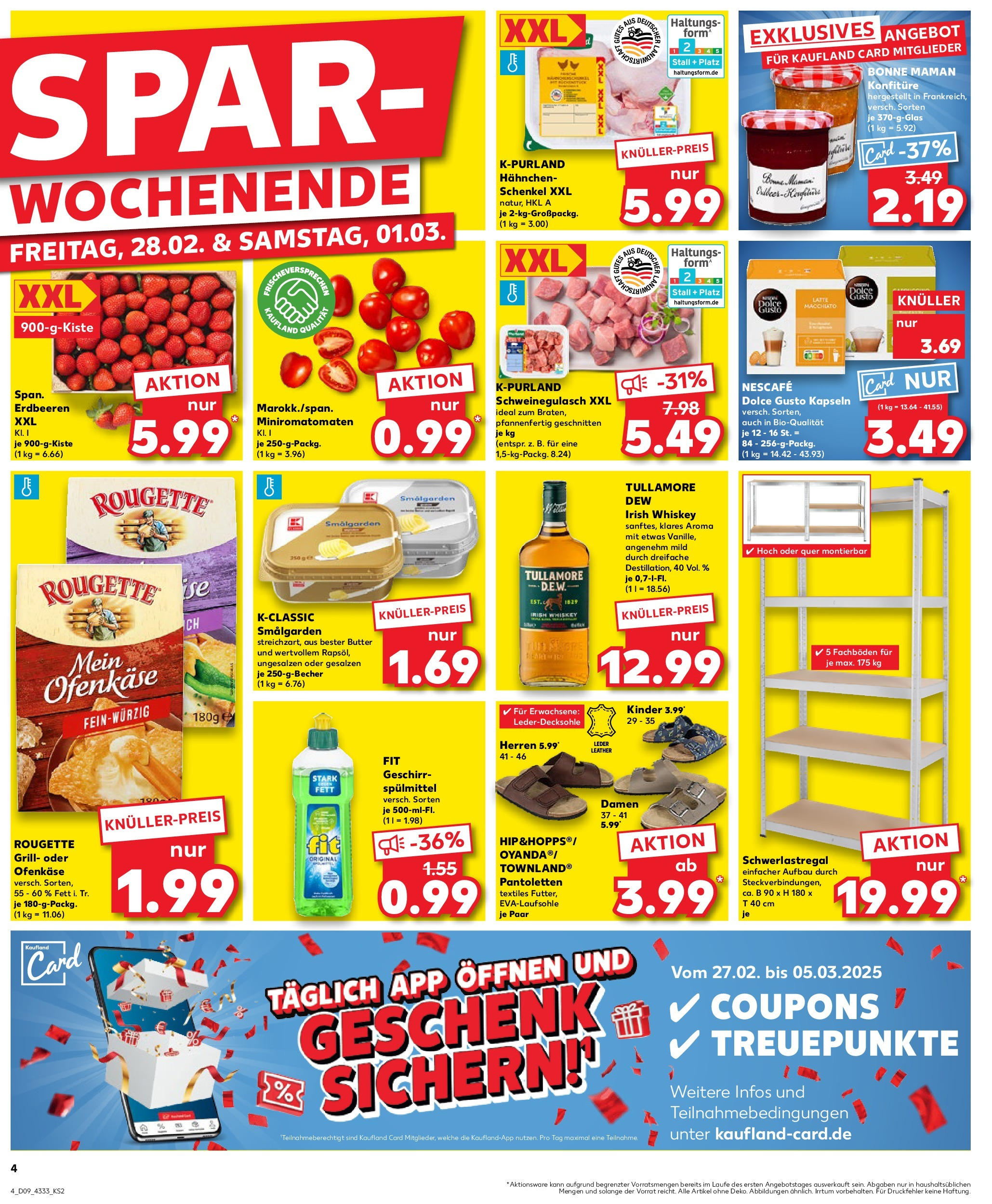 Kaufland - Greifswald, Anklamer Landstraße 1 (ab 27.02.2025) » Angebote Online zum Blättern | Seite: 4 | Produkte: Schweinegulasch, Hahnchen, Butter, Dolce Gusto kapseln