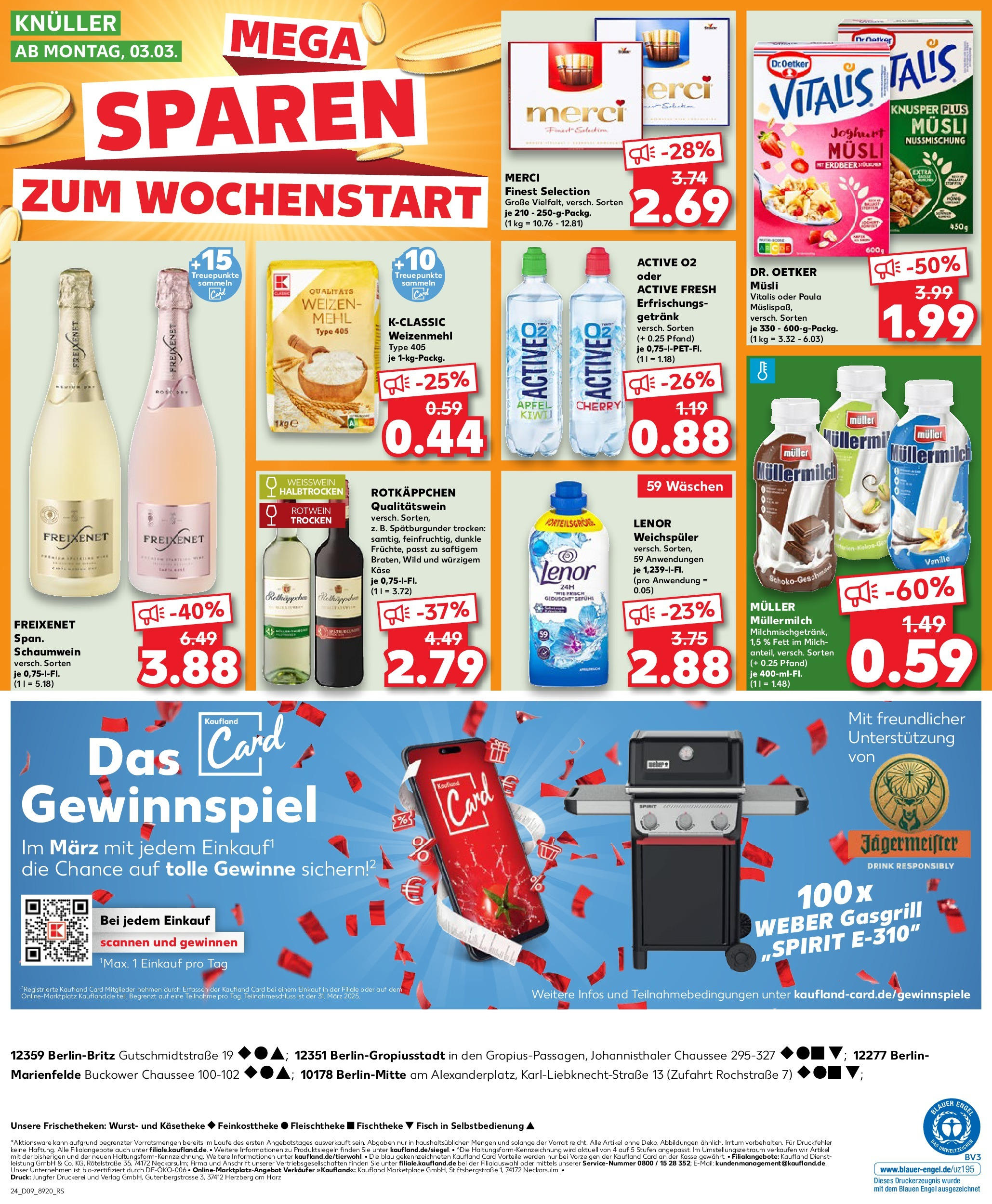 Kaufland - Berlin-Mitte, Rochstraße 7 (ab 27.02.2025) » Angebote Online zum Blättern | Seite: 24 | Produkte: Käse, Freixenet, Weizenmehl, Müllermilch