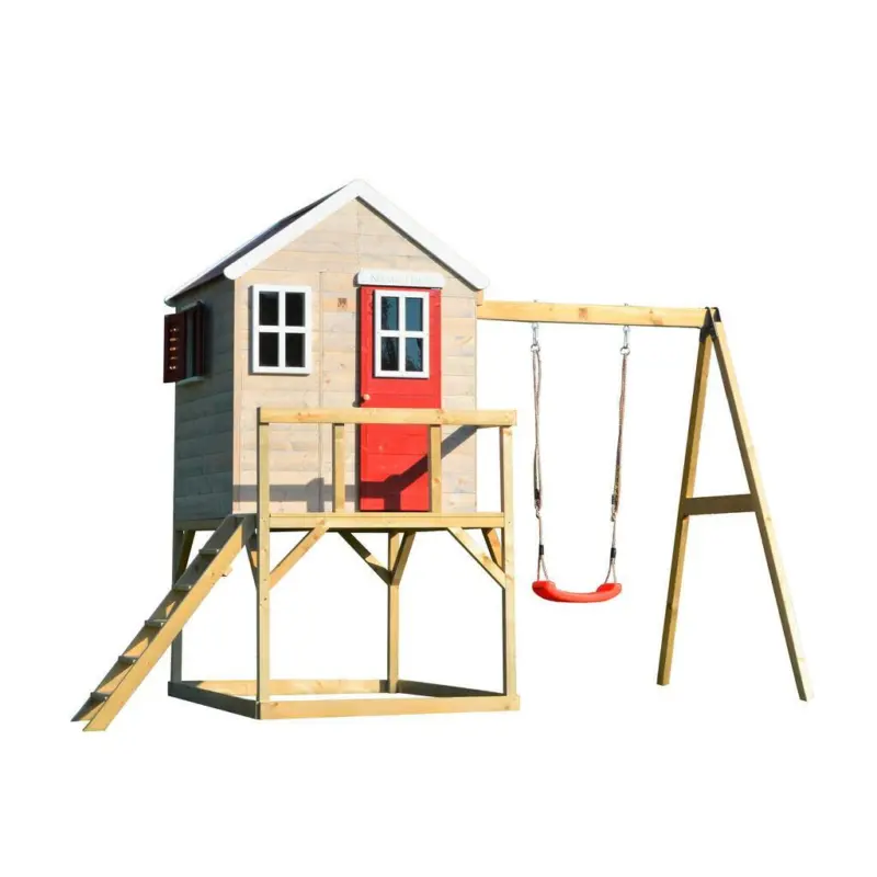 Spielhaus Zebra Naturfarben/rot, B: 350 Cm