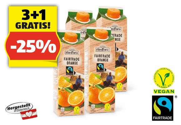 RIO D’ORO Fairtrade Saft Orange, 1 l