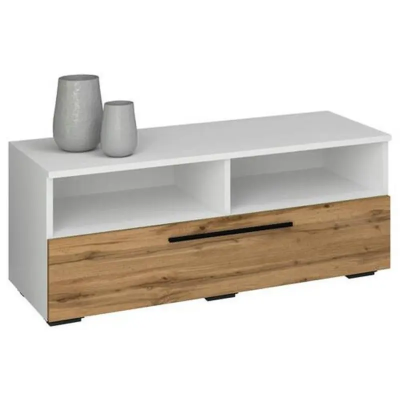 TV-Lowboard Arila B: 95 cm Weiß/Honigeiche Dekor