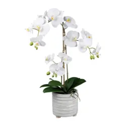 Kunstpflanze Orchideen Wei&szlig;, Topf: Wei&szlig;, H: 58 cm