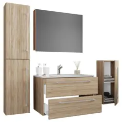 Badezimmer Badinos 5-Teilig Sonoma Eiche B: 146 cm