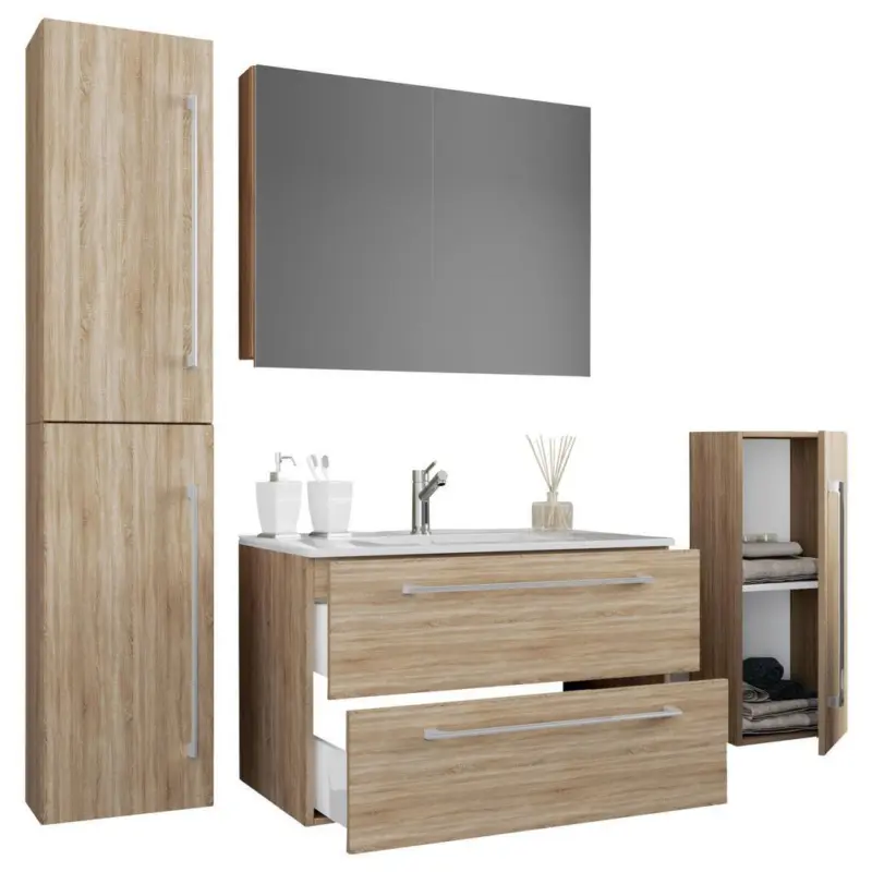 Badezimmer Badinos 5-Teilig Sonoma Eiche B: 146 cm