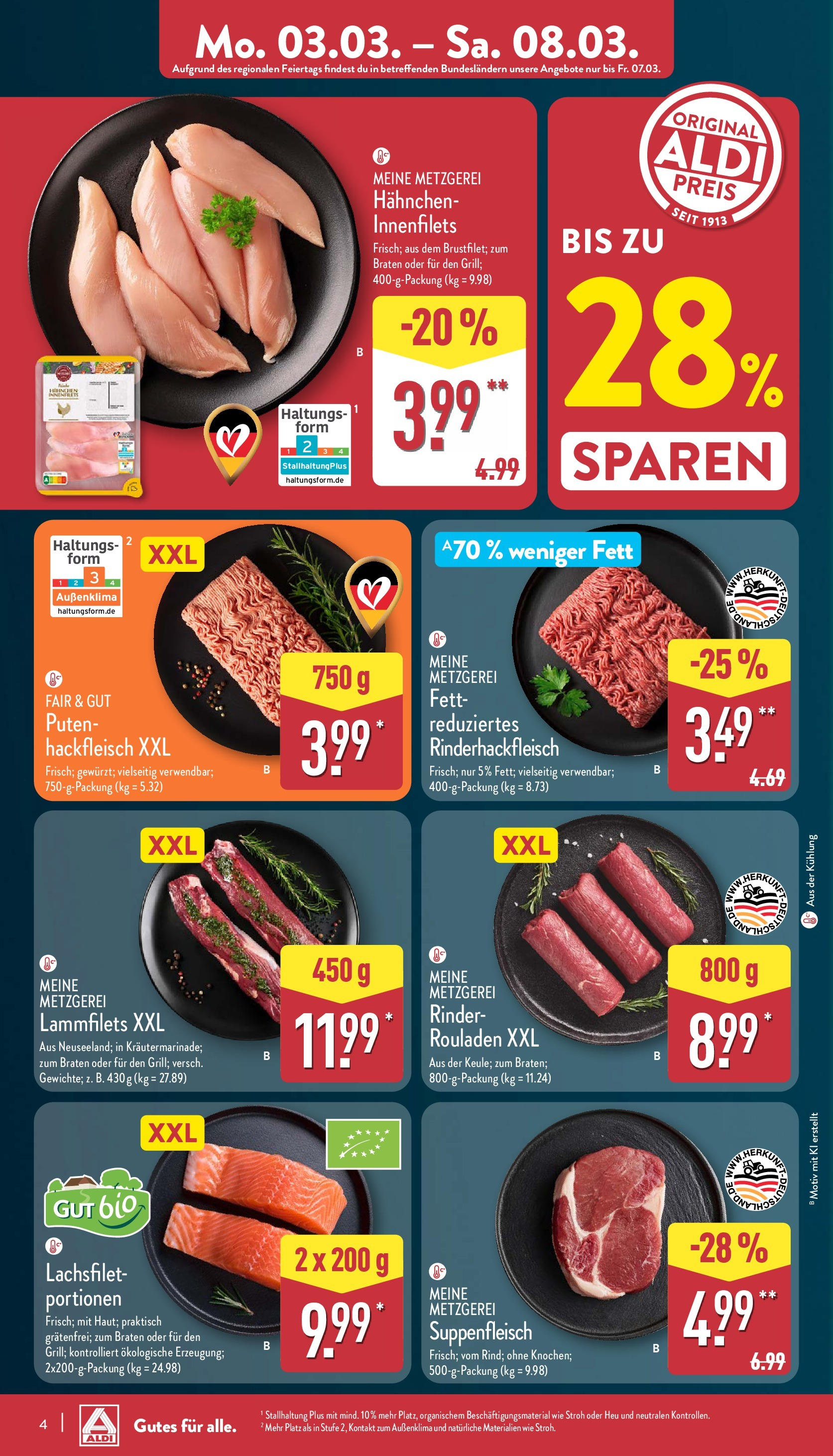 Aldi - ALDI Nord: Wochenangebote (ab 03.03.2025) » Angebote Online | Seite: 4 | Produkte: Hahnchen, Suppenfleisch, Hackfleisch