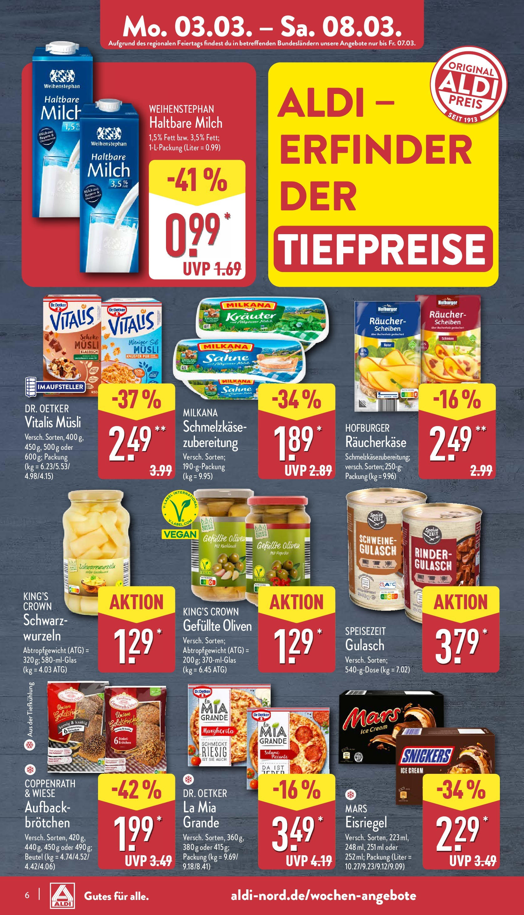 Aldi - ALDI Nord: Wochenangebote (ab 03.03.2025) » Angebote Online | Seite: 6 | Produkte: Musli, Milch, Milkana, Sahne