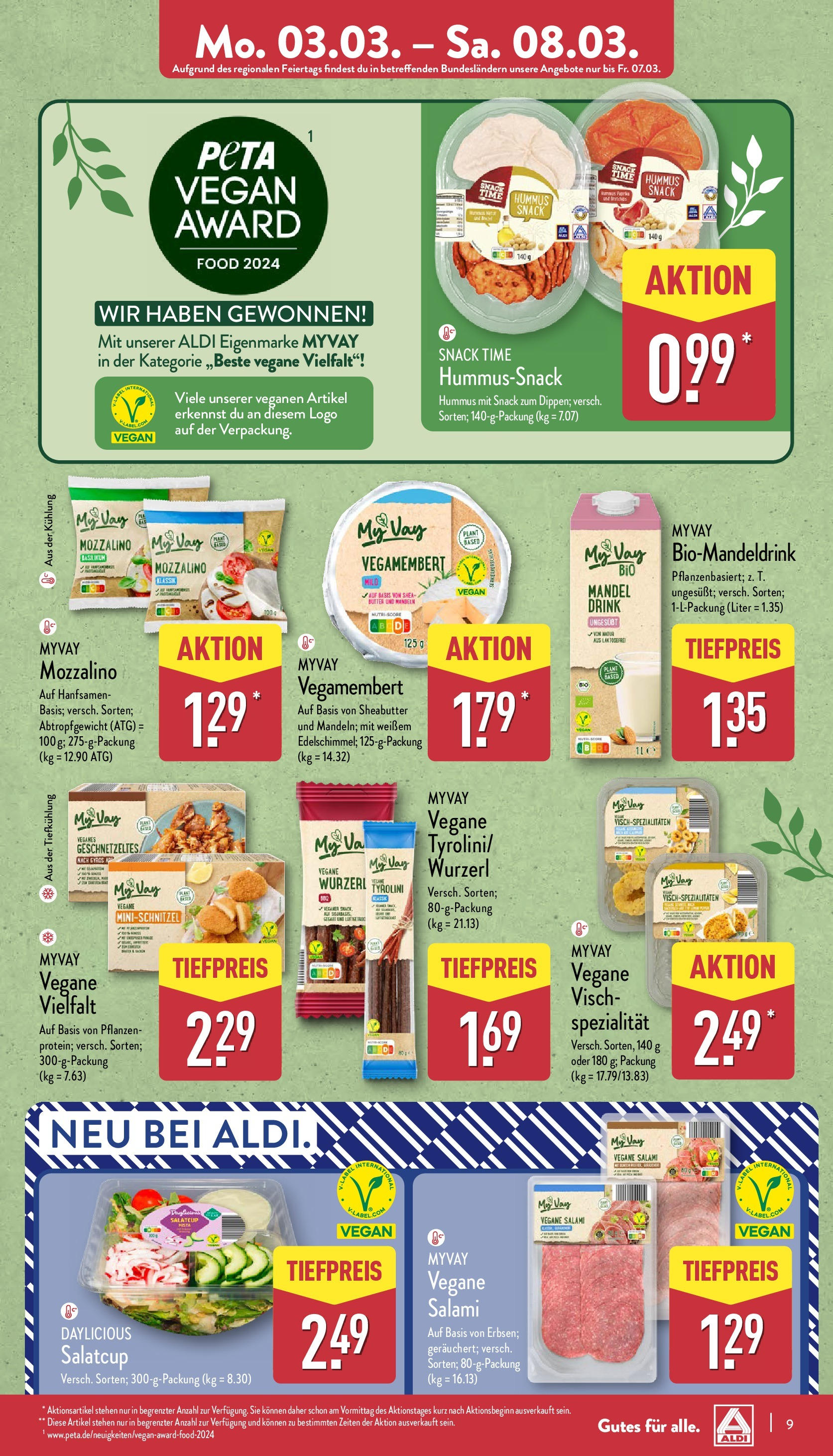 Aldi - ALDI Nord: Wochenangebote (ab 03.03.2025) » Angebote Online | Seite: 9 | Produkte: Butter, Mandeln, Gyros, Salami