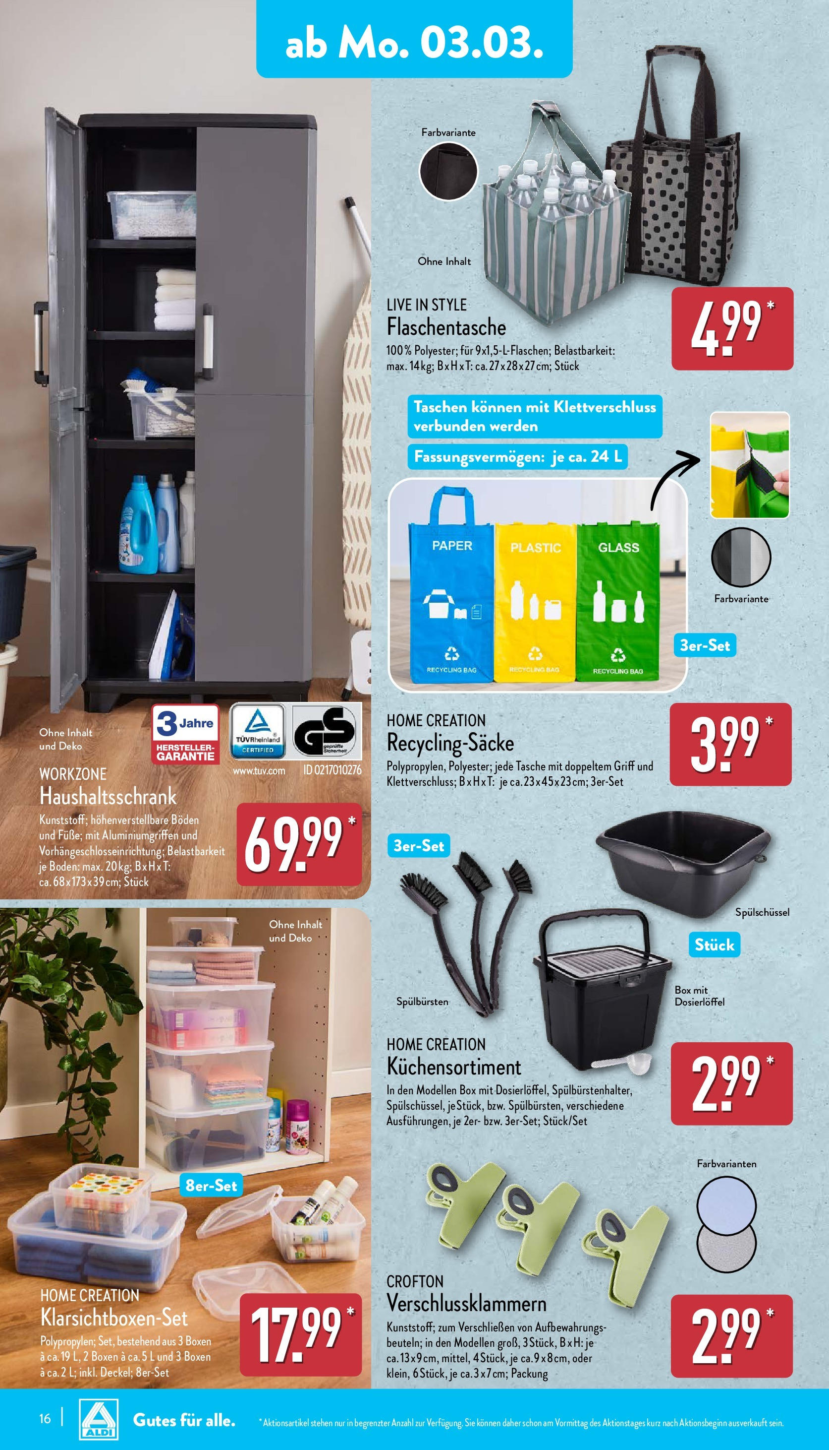 Aldi - ALDI Nord: Wochenangebote (ab 03.03.2025) » Angebote Online | Seite: 16 | Produkte: Tasche, Box, Home creation