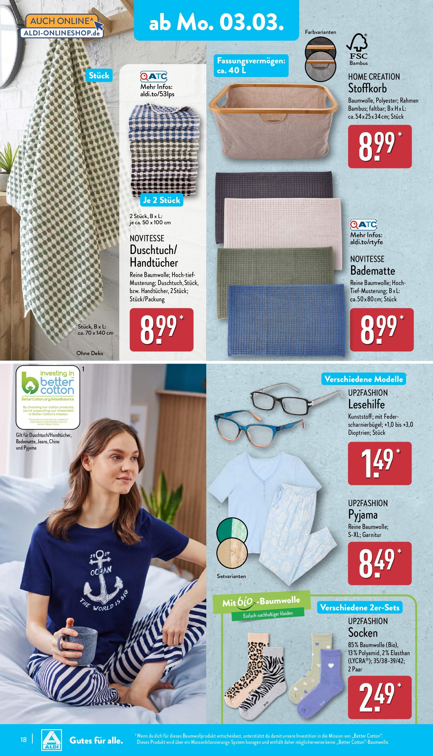 Aldi - ALDI Nord: Wochenangebote (ab 03.03.2025) » Angebote Online | Seite: 18 | Produkte: Up2fashion, Socken, Pyjama, Home creation