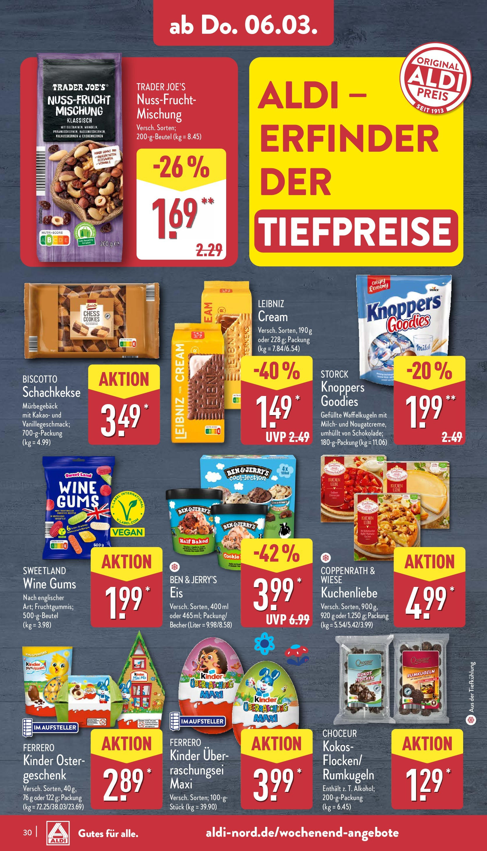 Aldi - ALDI Nord: Wochenangebote (ab 03.03.2025) » Angebote Online | Seite: 32 | Produkte: Ben & Jerry's, Rumkugeln, Knoppers, Flocken