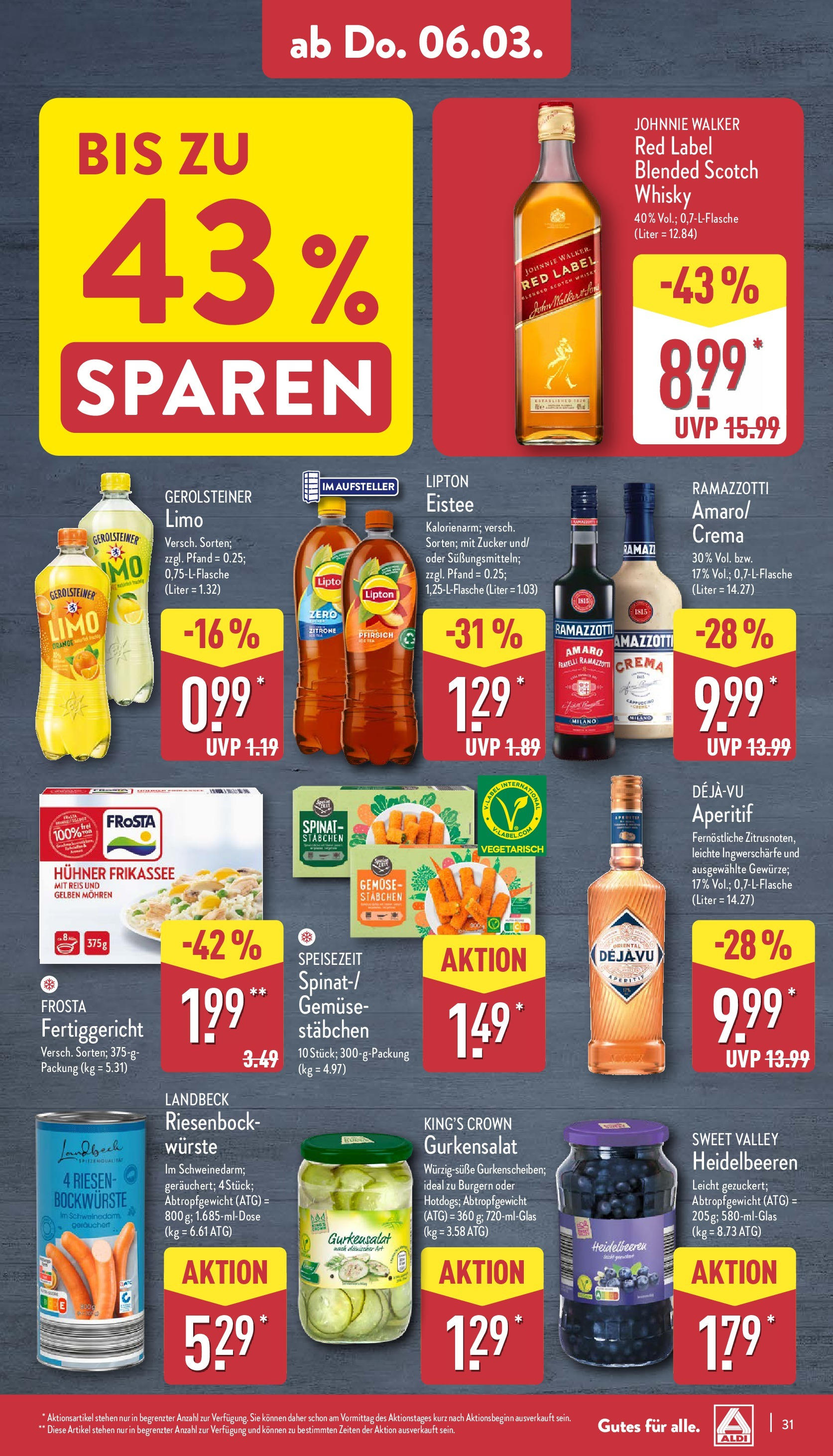 Aldi - ALDI Nord: Wochenangebote (ab 03.03.2025) » Angebote Online | Seite: 33 | Produkte: Frosta, Gemüse, Zucker, Ramazzotti