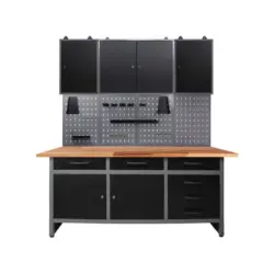 Werkbank-Set Karsten B: 160 cm Anthrazit/Grau