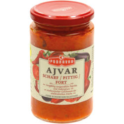 Ajvar scharf Gemüsezubereitung mit Paprika und Auberginen, pasteurisiert