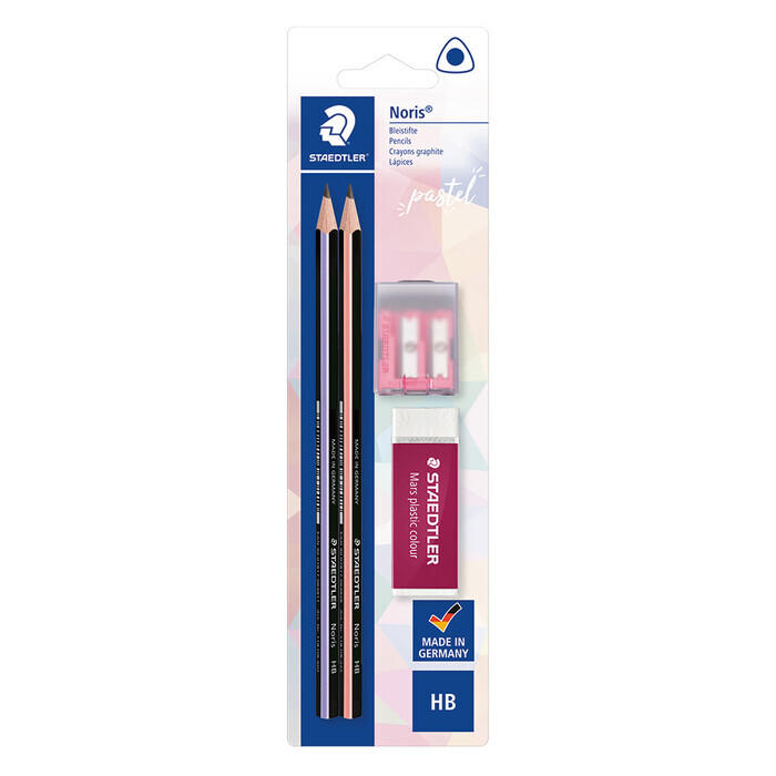 STAEDTLER® Pastell-Set Noris® Bleistifte, Spitzer und Radierer farblich sortiert