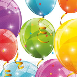 Servietten Sparkling Balloons 33 x 33 cm 20 Stück bunt