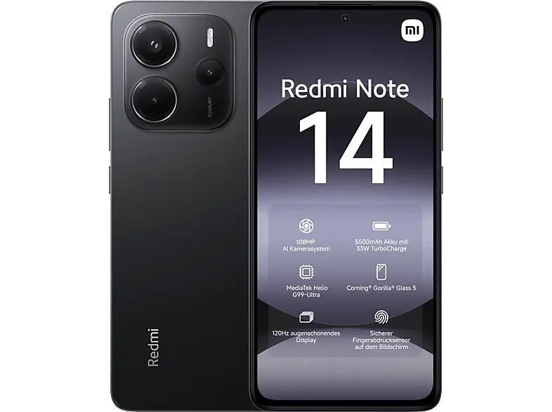 Xiaomi Redmi Note 14, 128 GB, Mid Black, Dual SIM