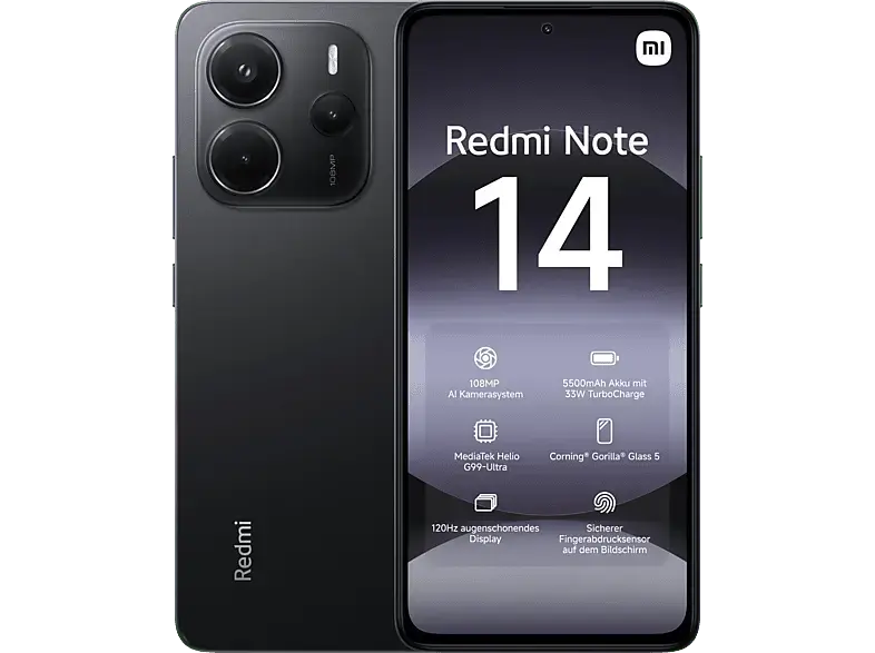 Xiaomi Redmi Note 14, 128 GB, Mid Black, Dual SIM