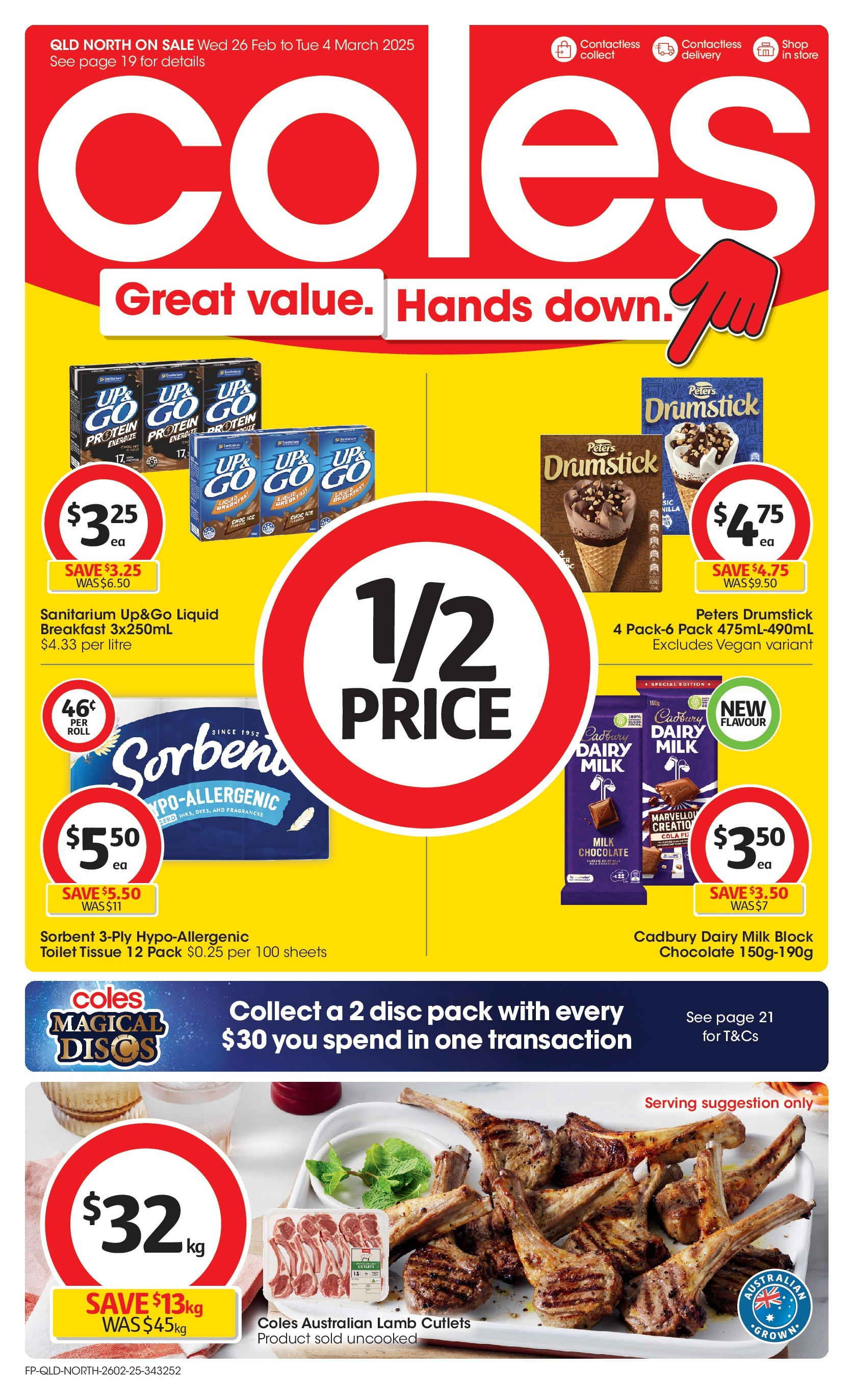 ﻿﻿Coles catalogue valid from 26/02/2025 > Online Australia | Page: 1 | Products: Milk, Dairy, Chocolate, Lamb