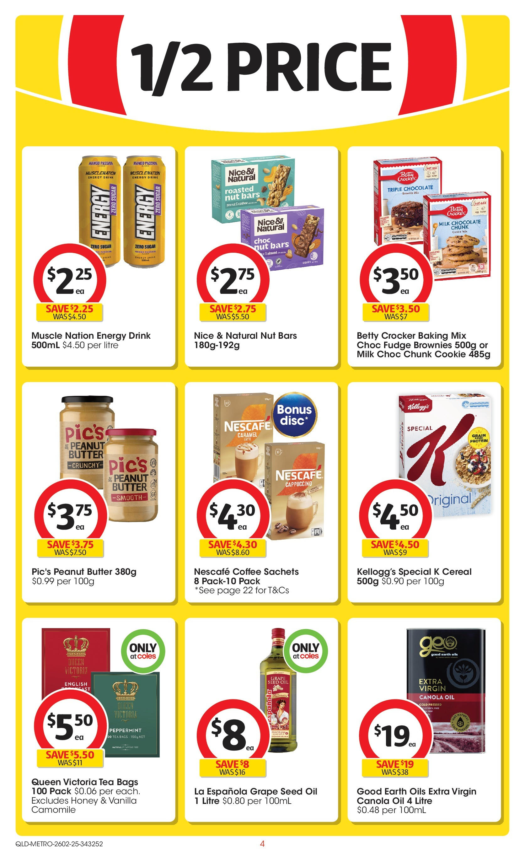 ﻿﻿Coles catalogue valid from 25/02/2025 > Online Australia | Page: 4 | Products: Energy drink, Chocolate, Tea, Sugar