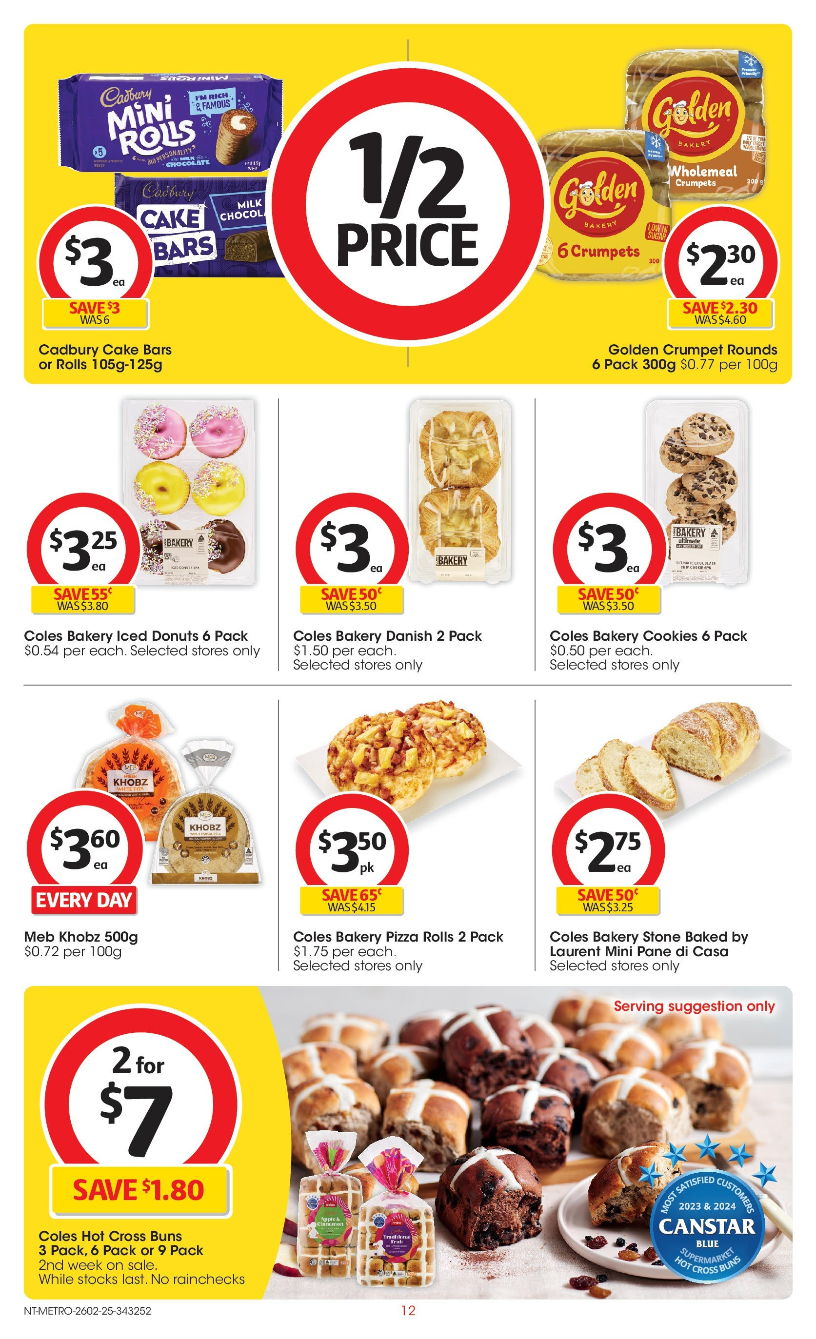 ﻿﻿Coles catalogue valid from 26/02/2025 > Online Australia | Page: 12 | Products: Crumpets, Donuts, Chocolate, Sugar