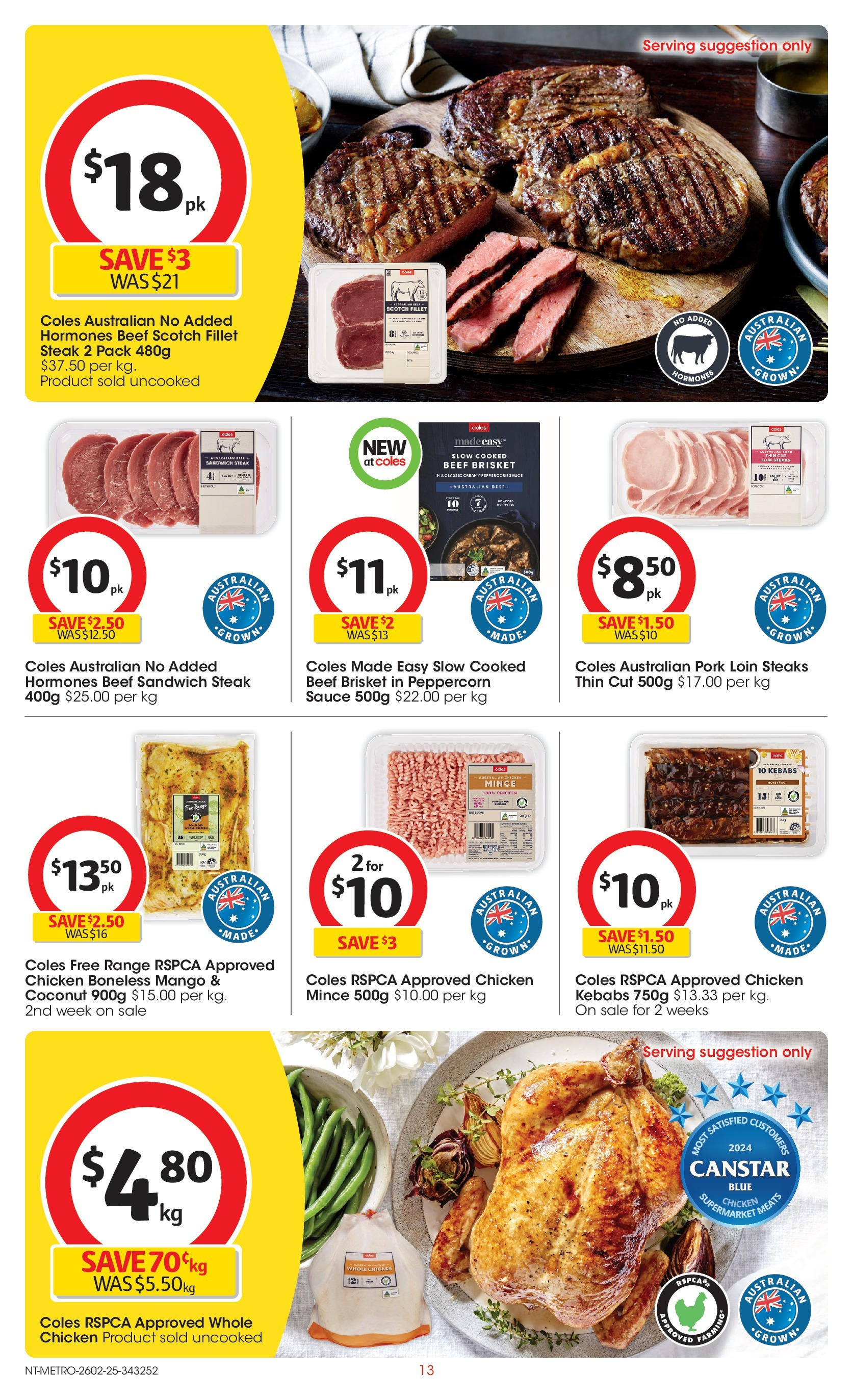 ﻿﻿Coles catalogue valid from 26/02/2025 > Online Australia | Page: 13 | Products: Pork, Beef, Steak, Mango