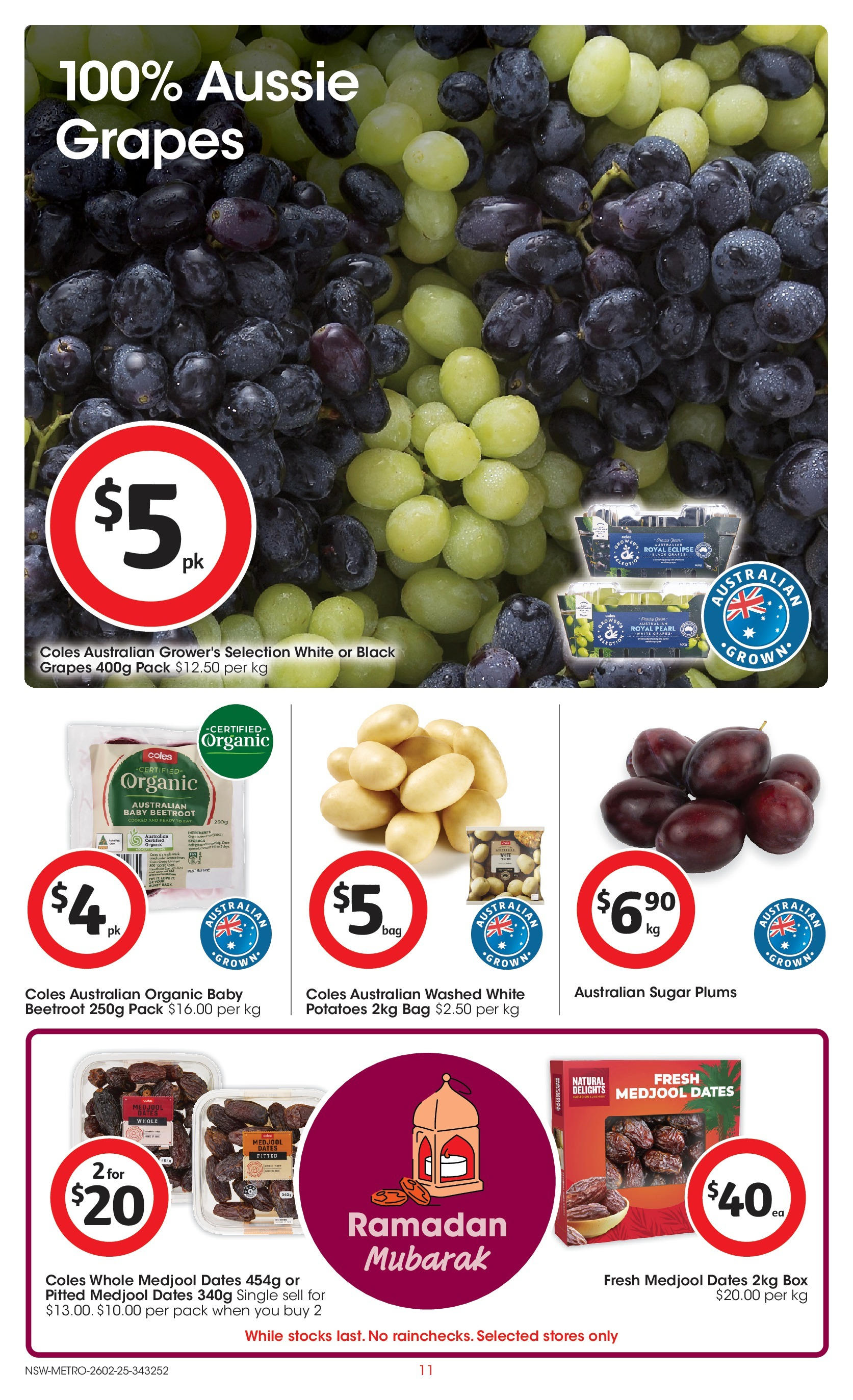 ﻿﻿Coles catalogue valid from 25/02/2025 > Online Australia | Page: 11 | Products: Box, Sugar, Beetroot, Plums