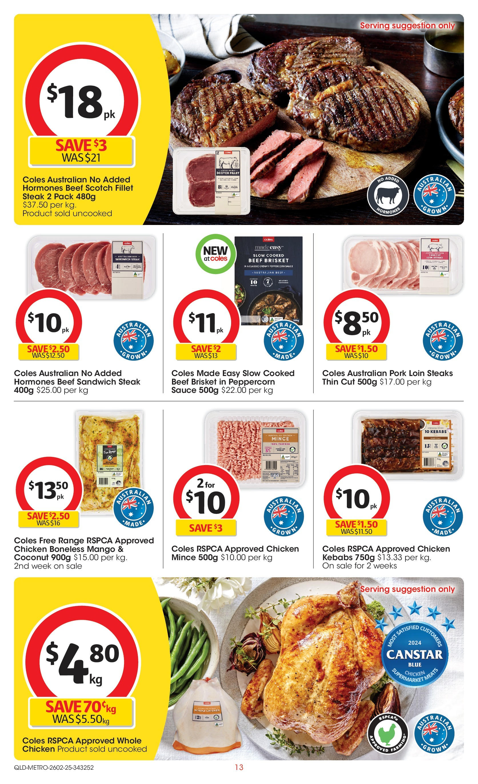 ﻿﻿Coles catalogue valid from 25/02/2025 > Online Australia | Page: 13 | Products: Pork, Steak, Sauce, Scotch