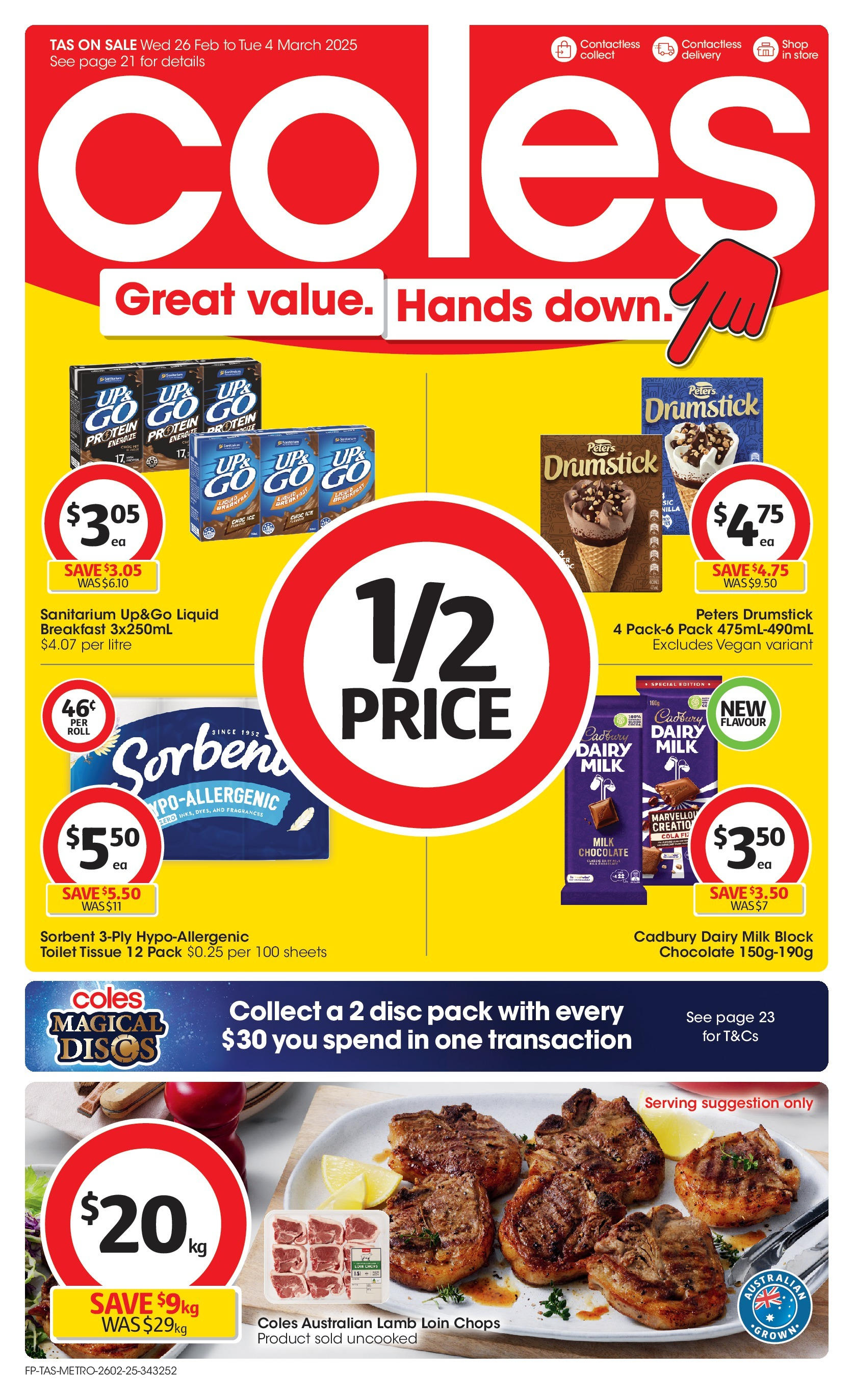 ﻿﻿Coles catalogue valid from 26/02/2025 > Online Australia | Page: 1 | Products: Toilet, Milk, Dairy, Lamb