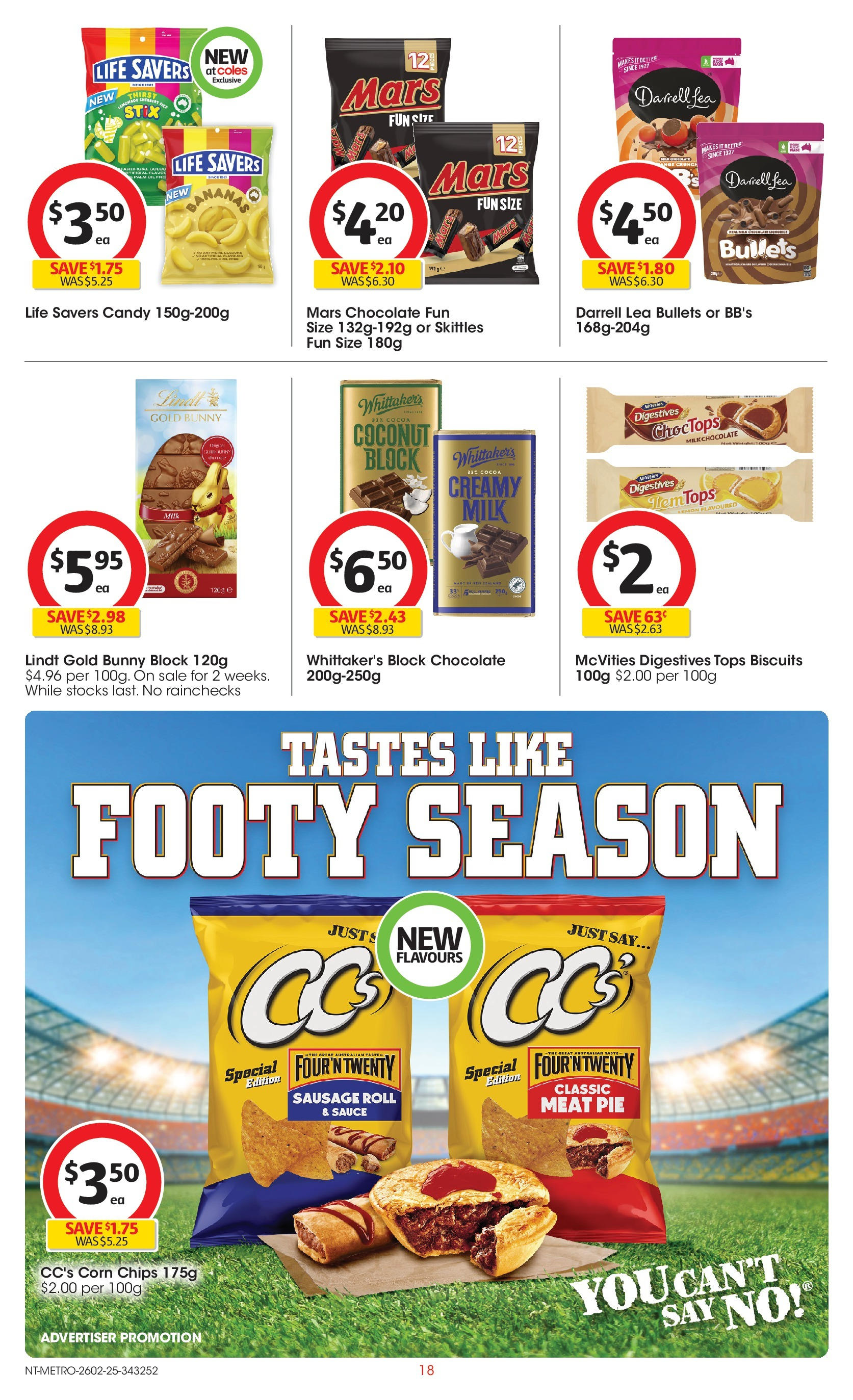 ﻿﻿Coles catalogue valid from 26/02/2025 > Online Australia | Page: 18 | Products: Chocolate, Chips, Biscuits, Sauce