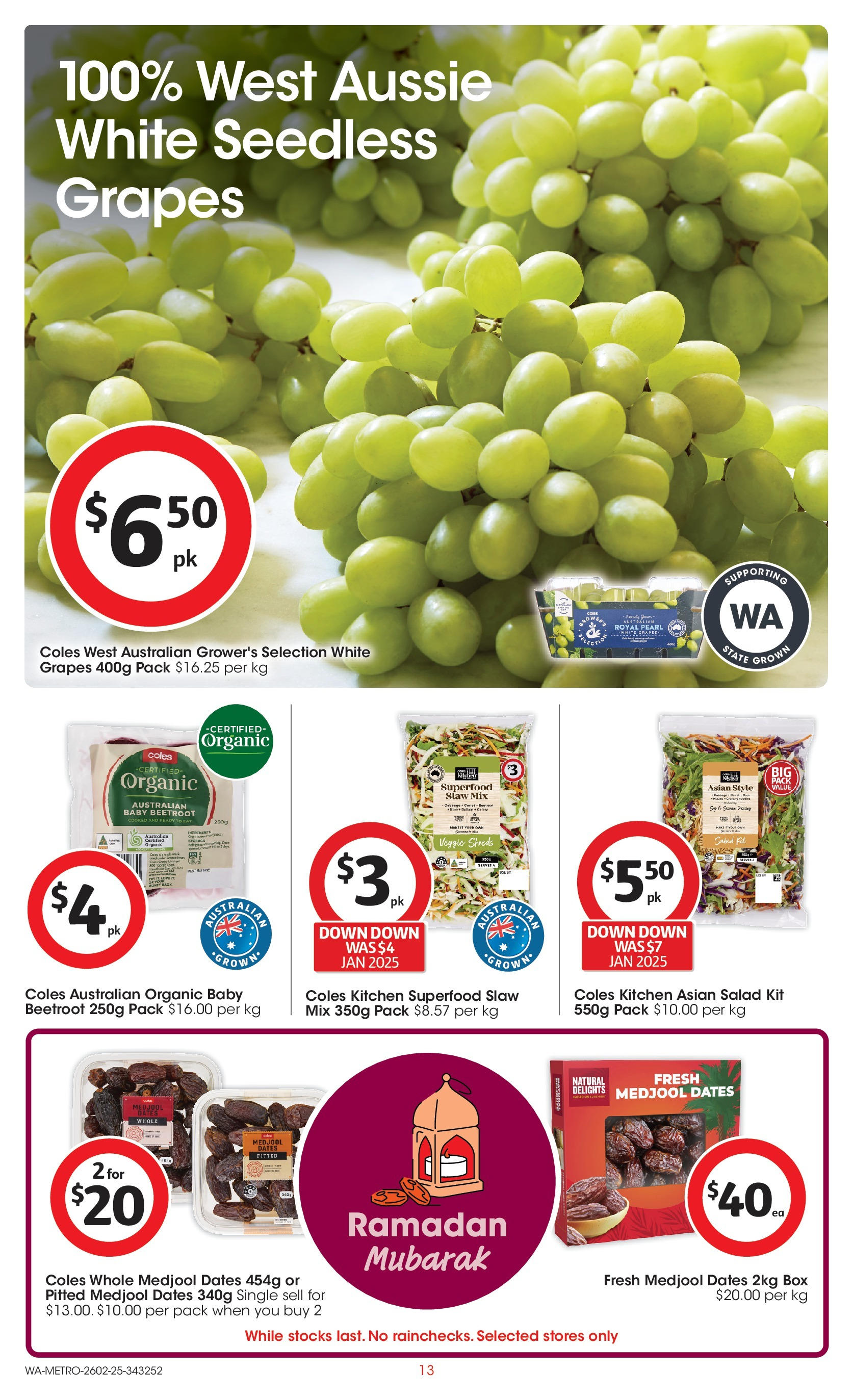 ﻿﻿Coles catalogue valid from 26/02/2025 > Online Australia | Page: 13 | Products: Box, Salad, Beetroot, Grapes