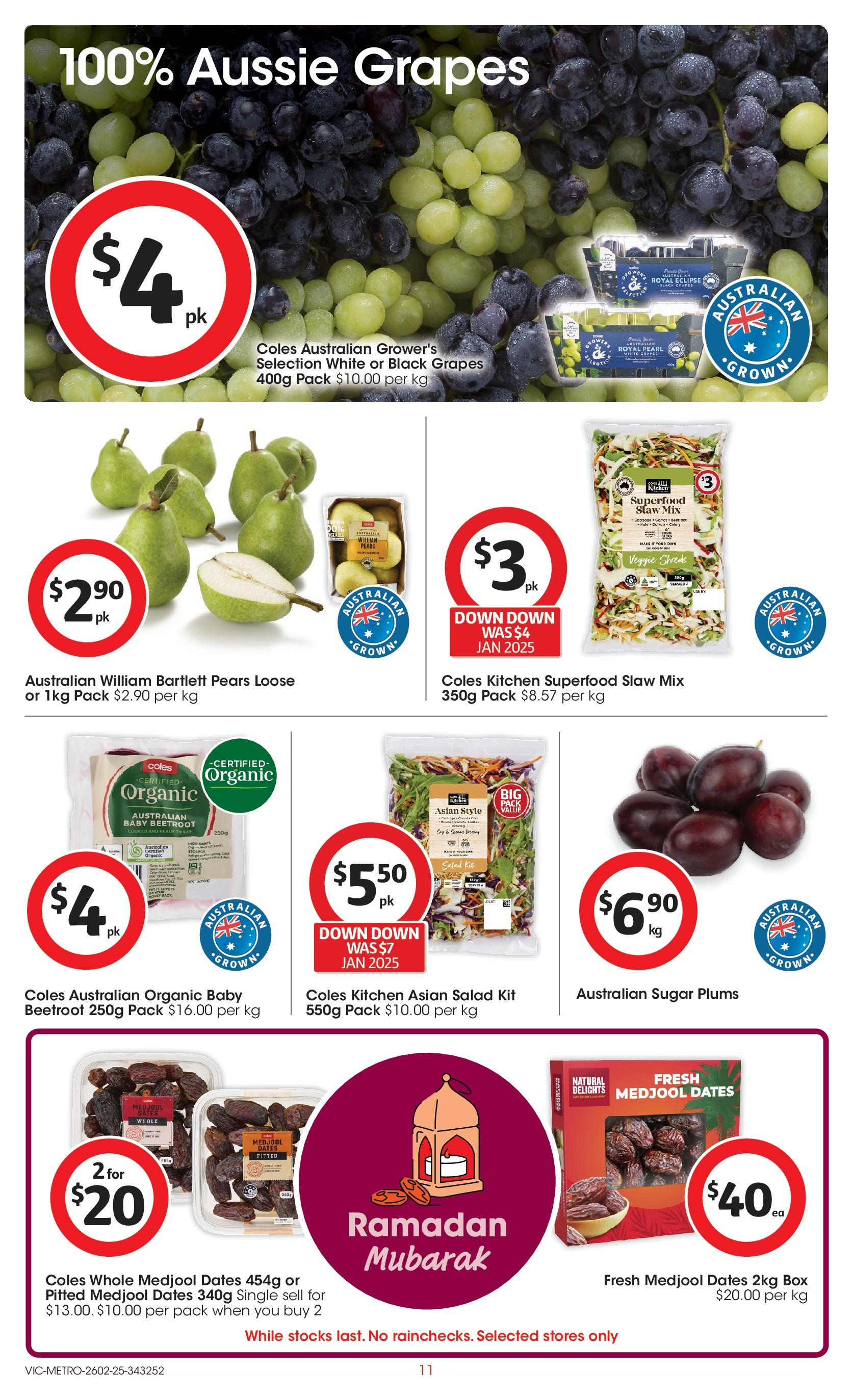 ﻿﻿Coles catalogue valid from 25/02/2025 > Online Australia | Page: 11 | Products: Salad, Sugar, Grapes, Plums