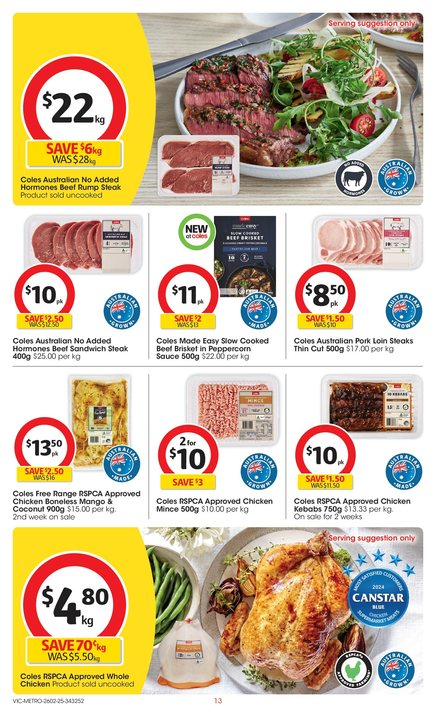 ﻿﻿Coles catalogue valid from 25/02/2025 > Online Australia | Page: 13 | Products: Pork, Beef, Steak, Sauce