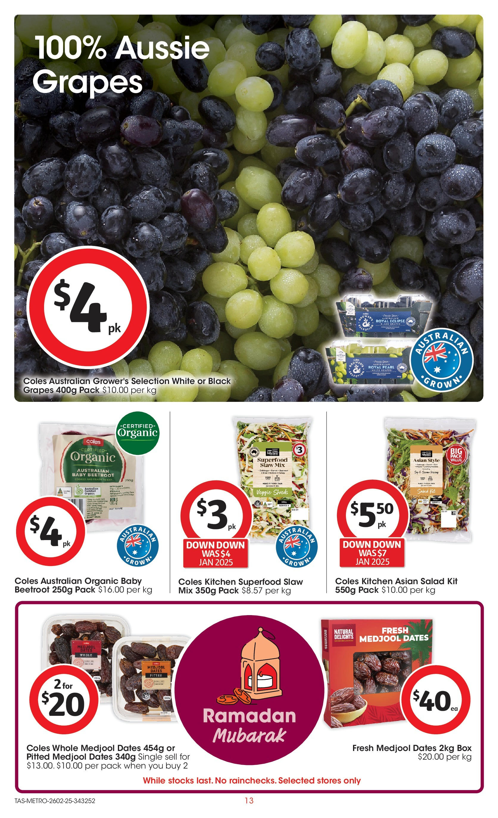 ﻿﻿Coles catalogue valid from 26/02/2025 > Online Australia | Page: 13 | Products: Box, Salad, Beetroot, Grapes