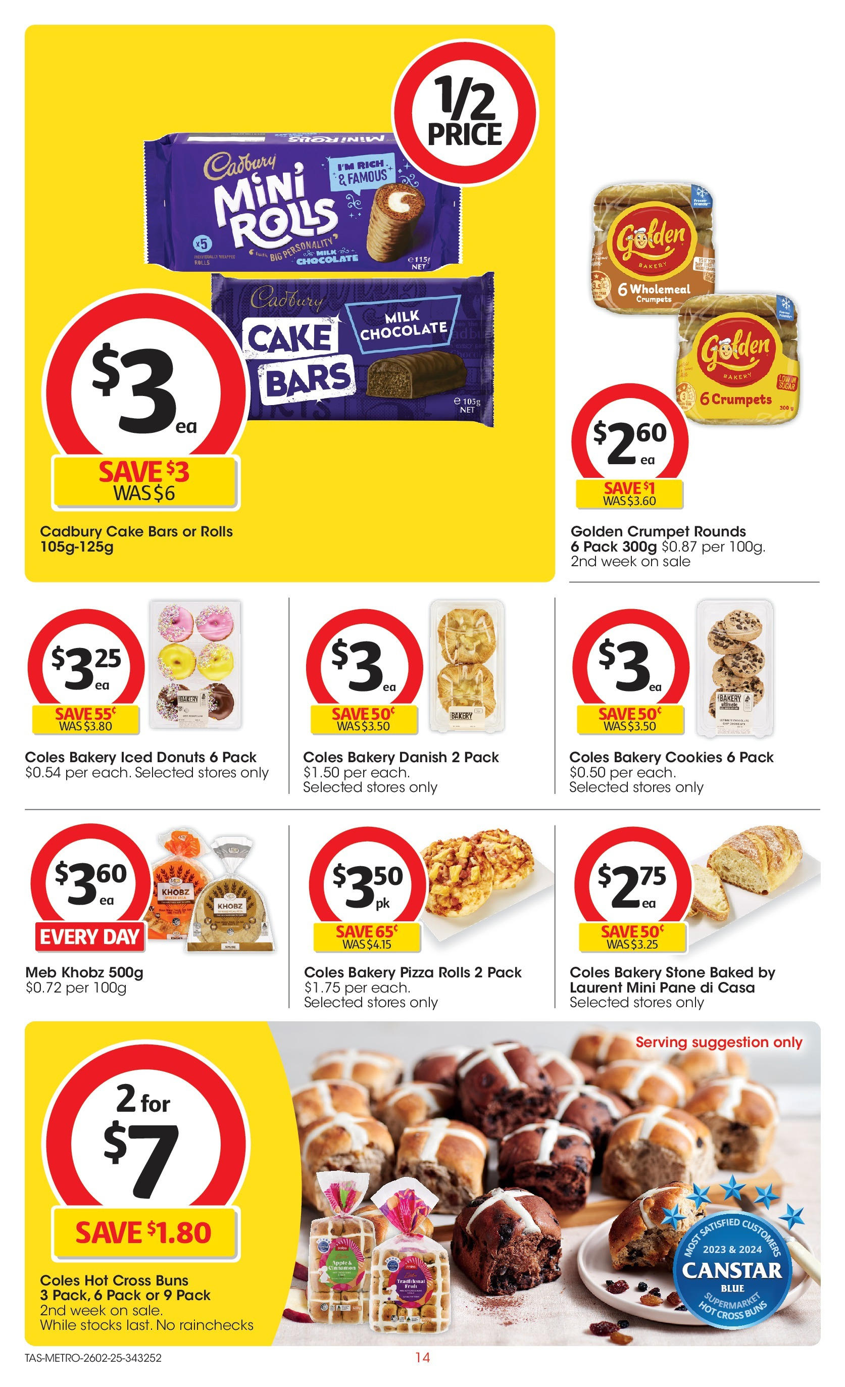 ﻿﻿Coles catalogue valid from 26/02/2025 > Online Australia | Page: 14 | Products: Milk, Donuts, Chocolate, Bakery