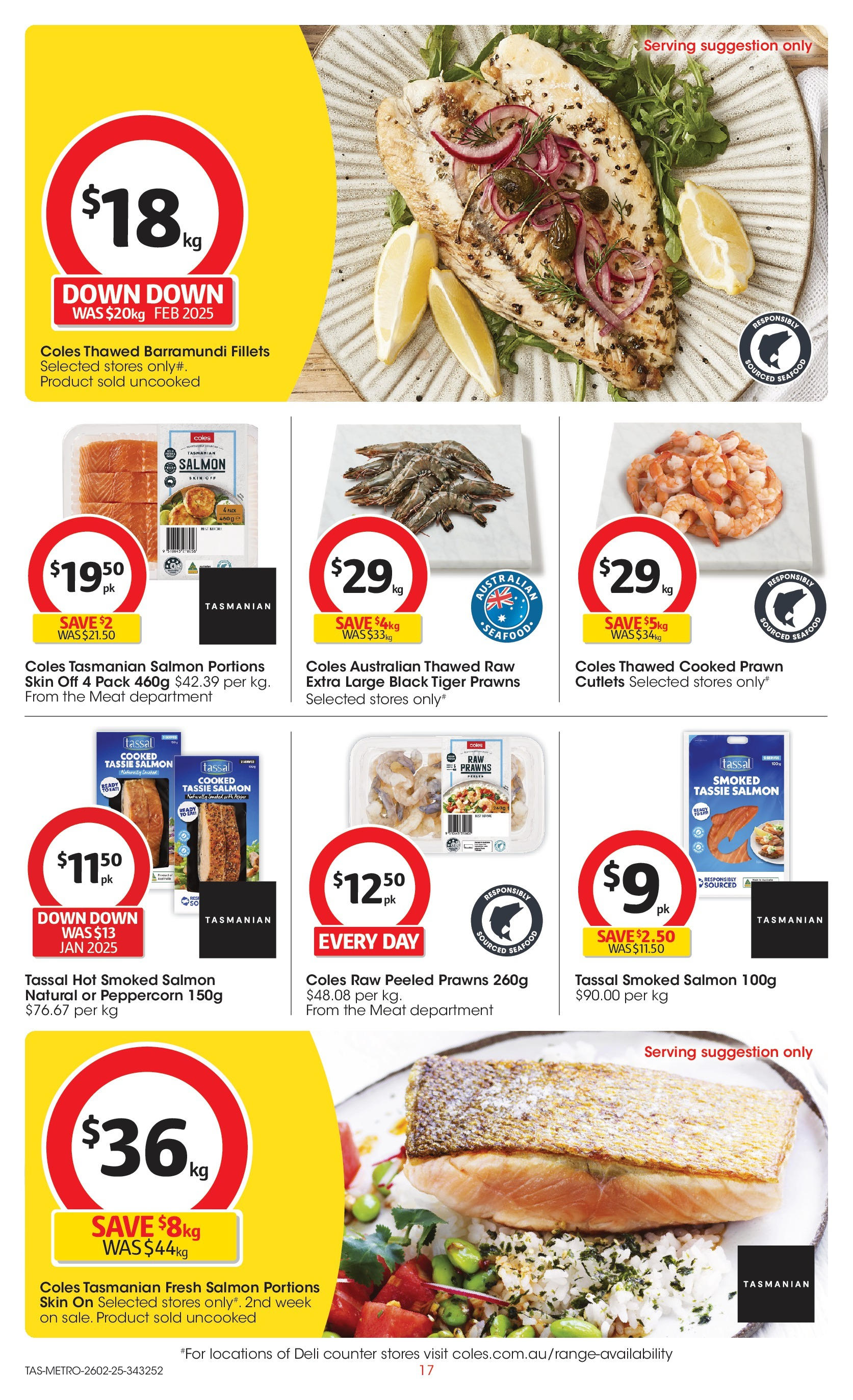 ﻿﻿Coles catalogue valid from 26/02/2025 > Online Australia | Page: 17 | Products: Meat, Prawns, Salmon, Seafood