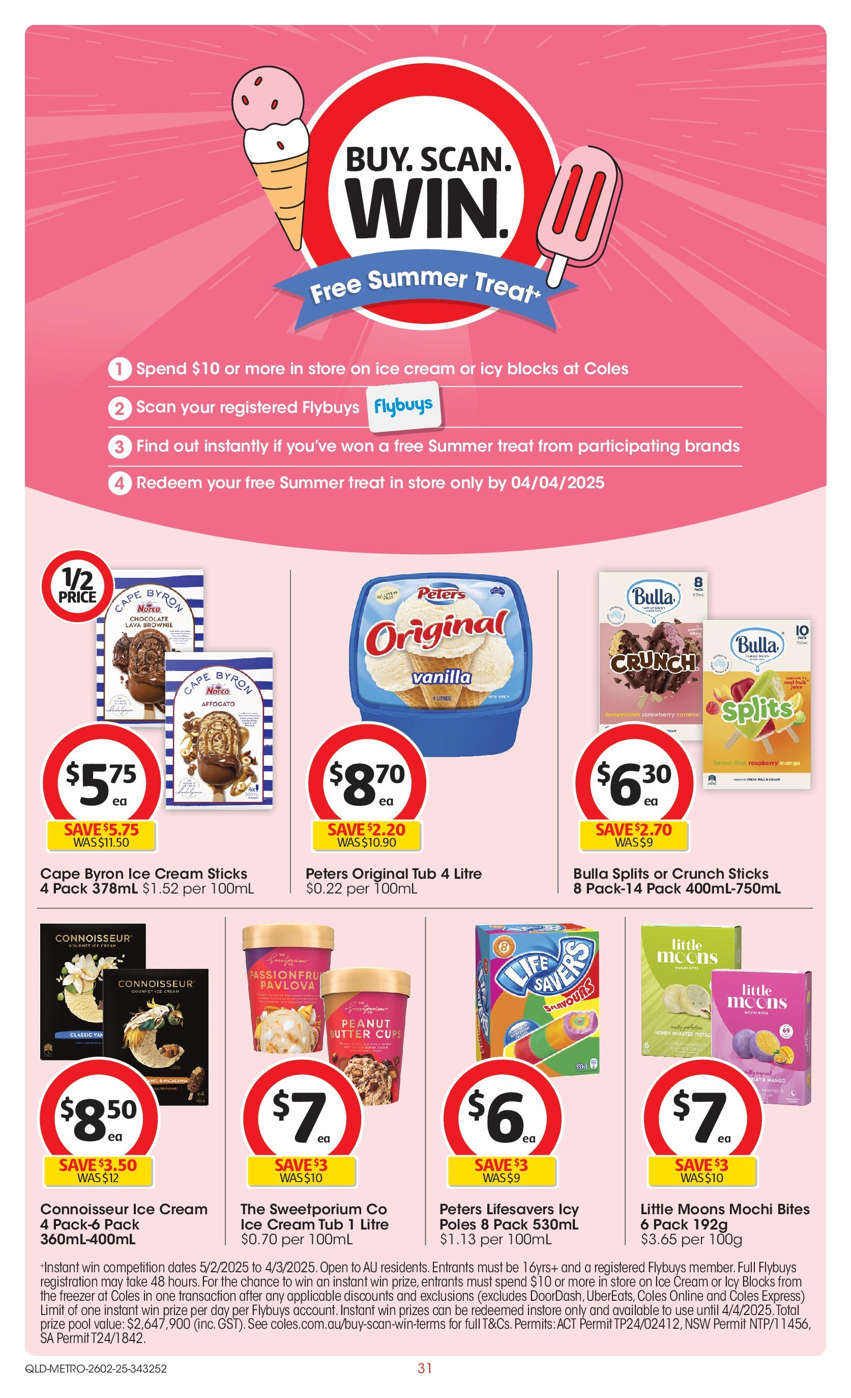 ﻿﻿Coles catalogue valid from 25/02/2025 > Online Australia | Page: 31 | Products: Chocolate, Cream, Ice cream, Freezer