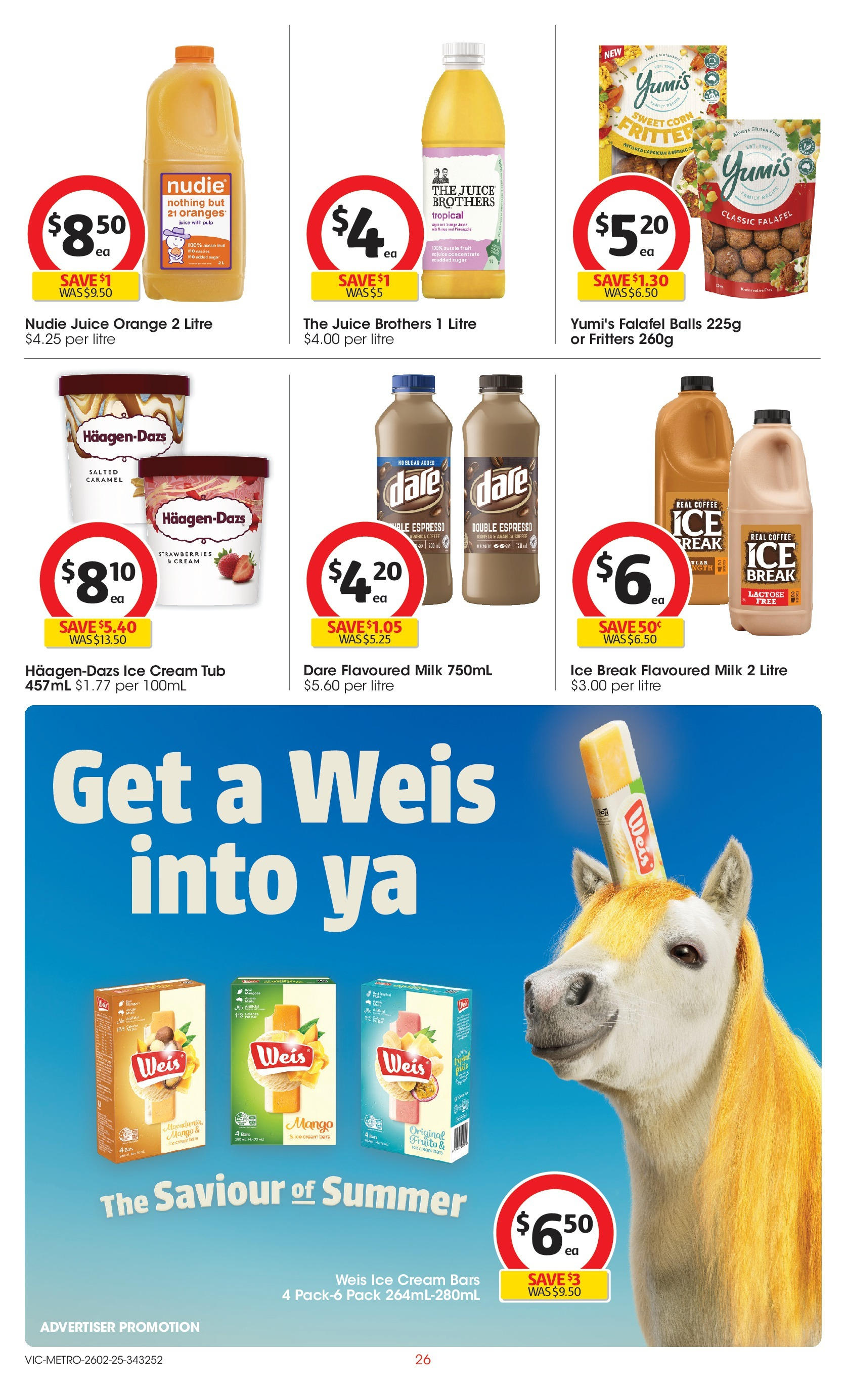 ﻿﻿Coles catalogue valid from 25/02/2025 > Online Australia | Page: 26 | Products: Juice, Ice cream, Sugar, Mango