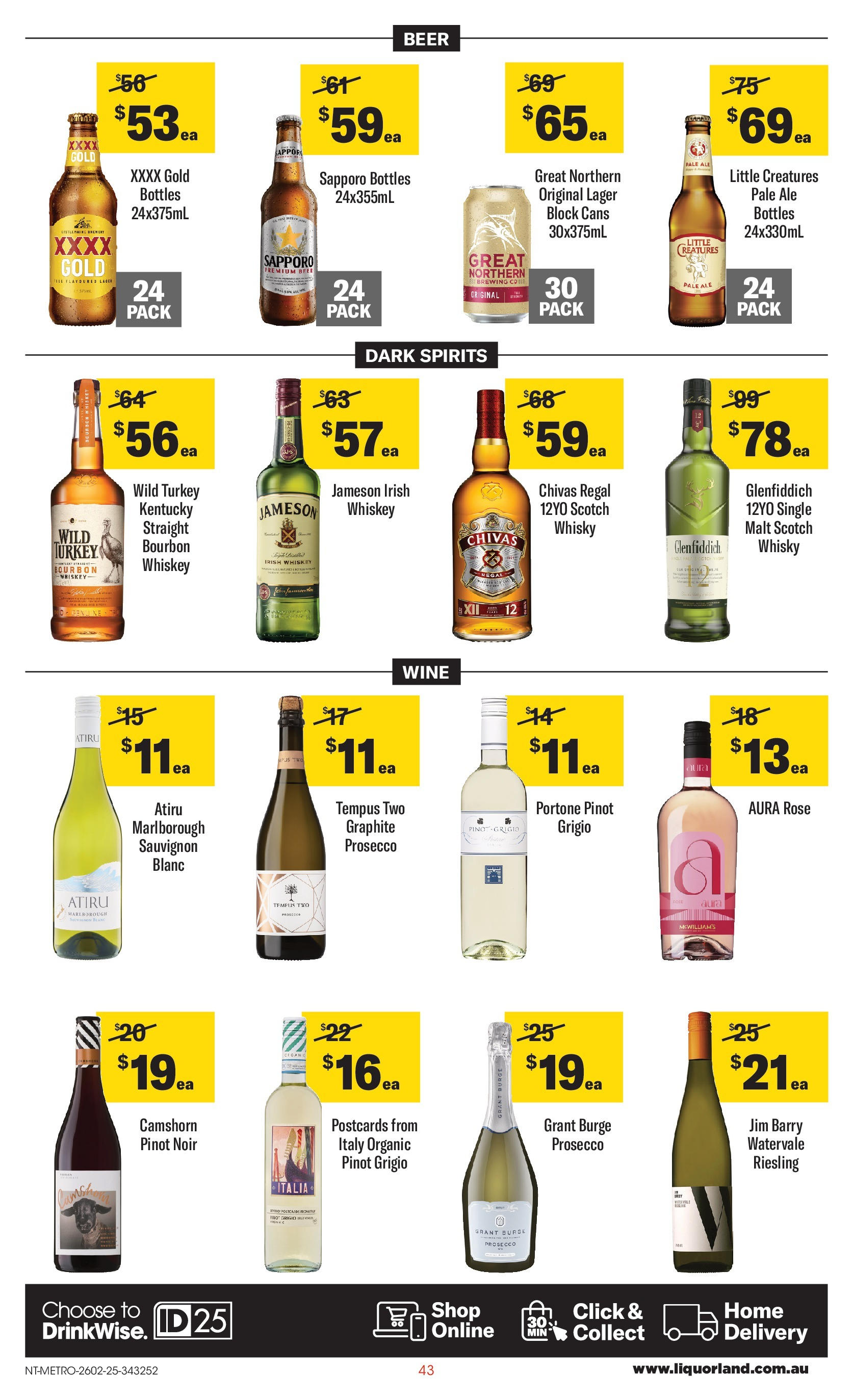 ﻿﻿Coles catalogue valid from 26/02/2025 > Online Australia | Page: 43 | Products: Wine, Bourbon, Whiskey, Turkey