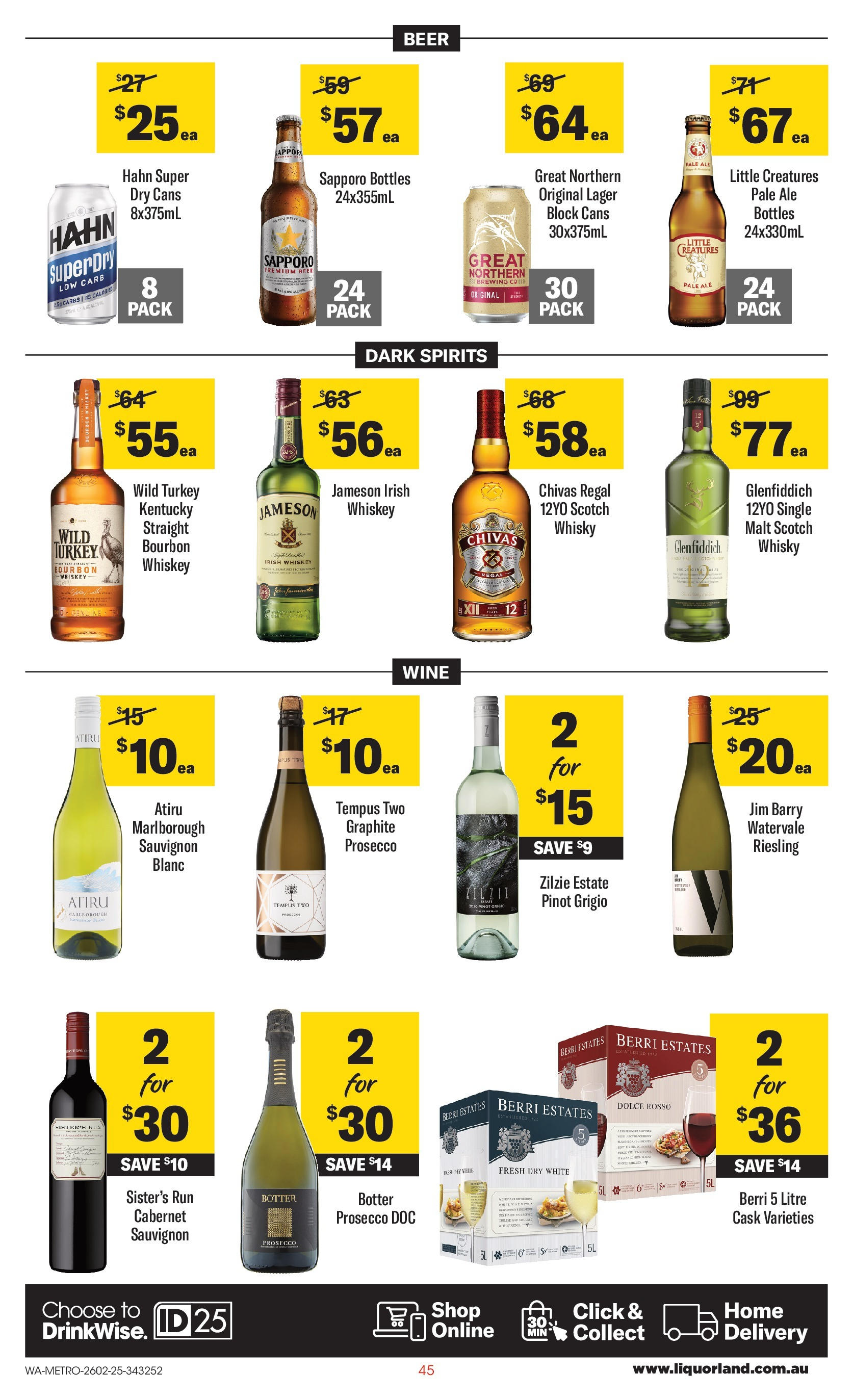 ﻿﻿Coles catalogue valid from 26/02/2025 > Online Australia | Page: 45 | Products: Wine, Beer, Bourbon, Whiskey