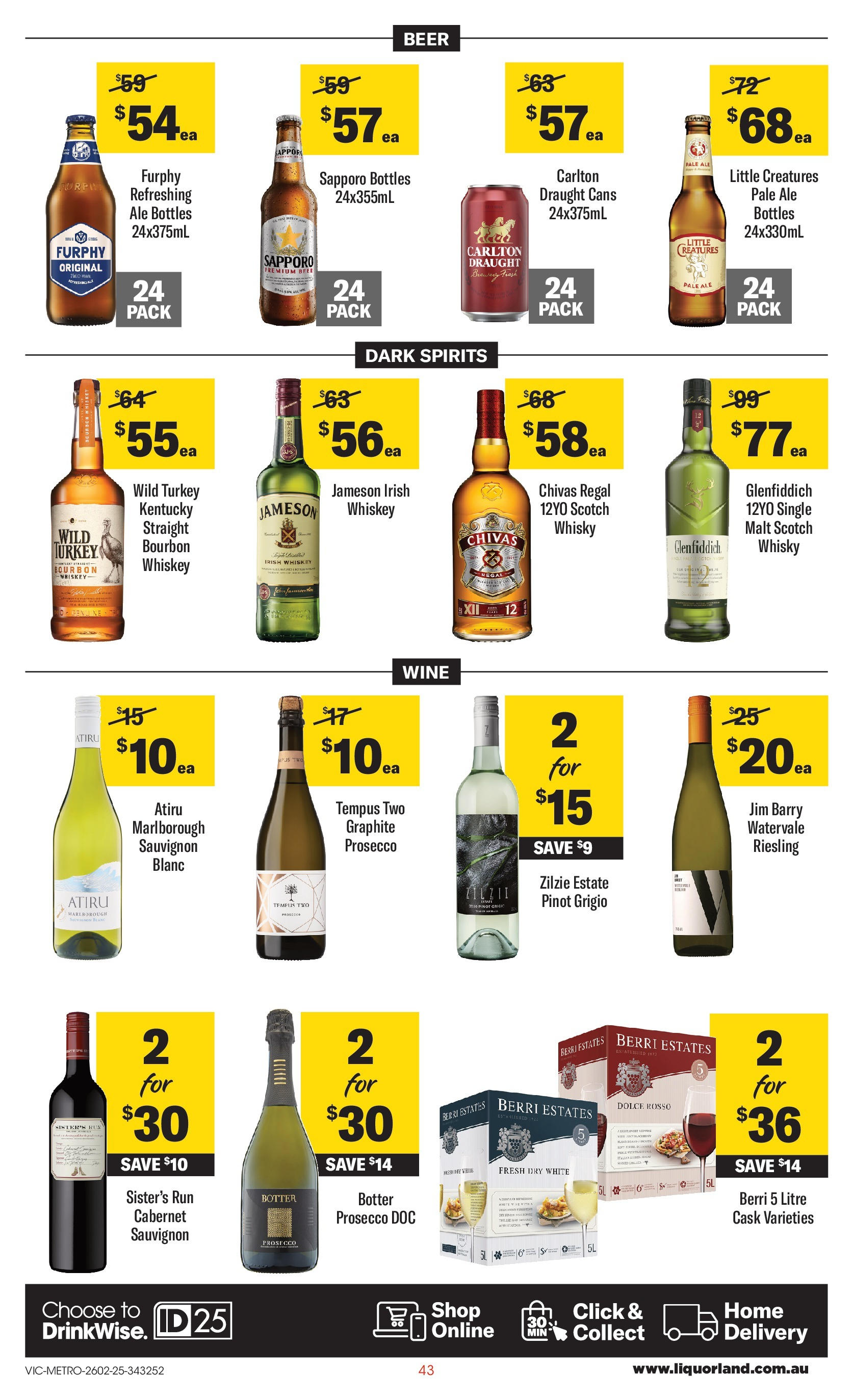 ﻿﻿Coles catalogue valid from 25/02/2025 > Online Australia | Page: 43 | Products: Beer, Whiskey, Scotch, Turkey