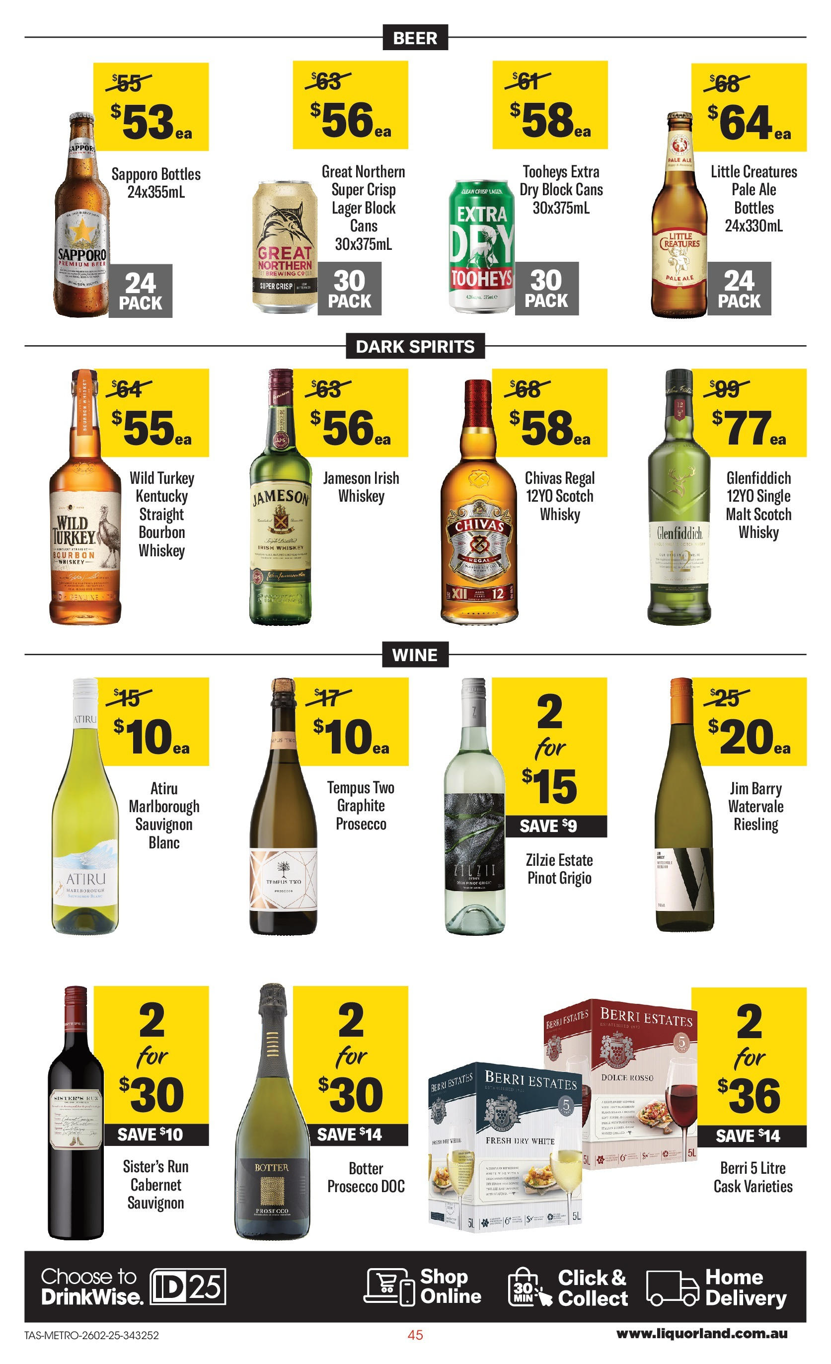 ﻿﻿Coles catalogue valid from 26/02/2025 > Online Australia | Page: 45 | Products: Wine, Whiskey, Scotch, Turkey