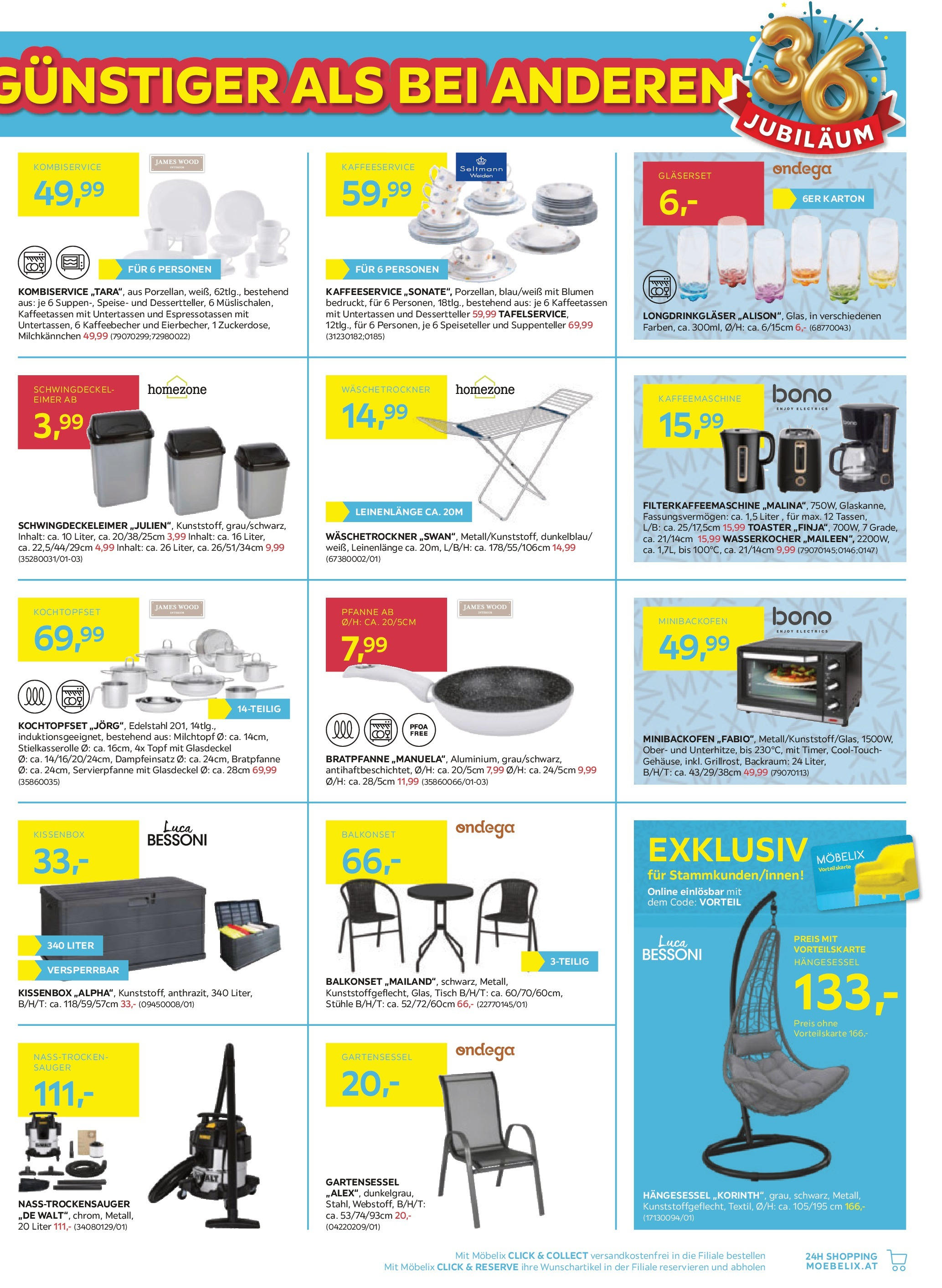 Möbelix Angebote von 04.03.2025 - Aktuelle Angebote | Seite: 7 | Produkte: Kaffeemaschine, Wasserkocher, Toaster, Tisch