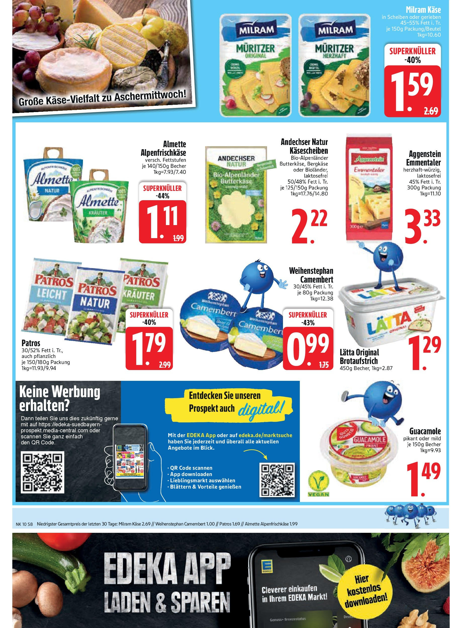 Edeka - Vilgertshofen-Issing, Hirschberg 1 (ab 03.03.2025) » Angebote Online | Seite: 8 | Produkte: Almette, Käse, Patros, Lätta